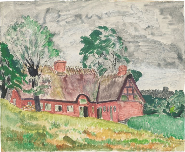 This picture shows the following artwork: Erich Heckel. Landscape with farmhouse. 1929.