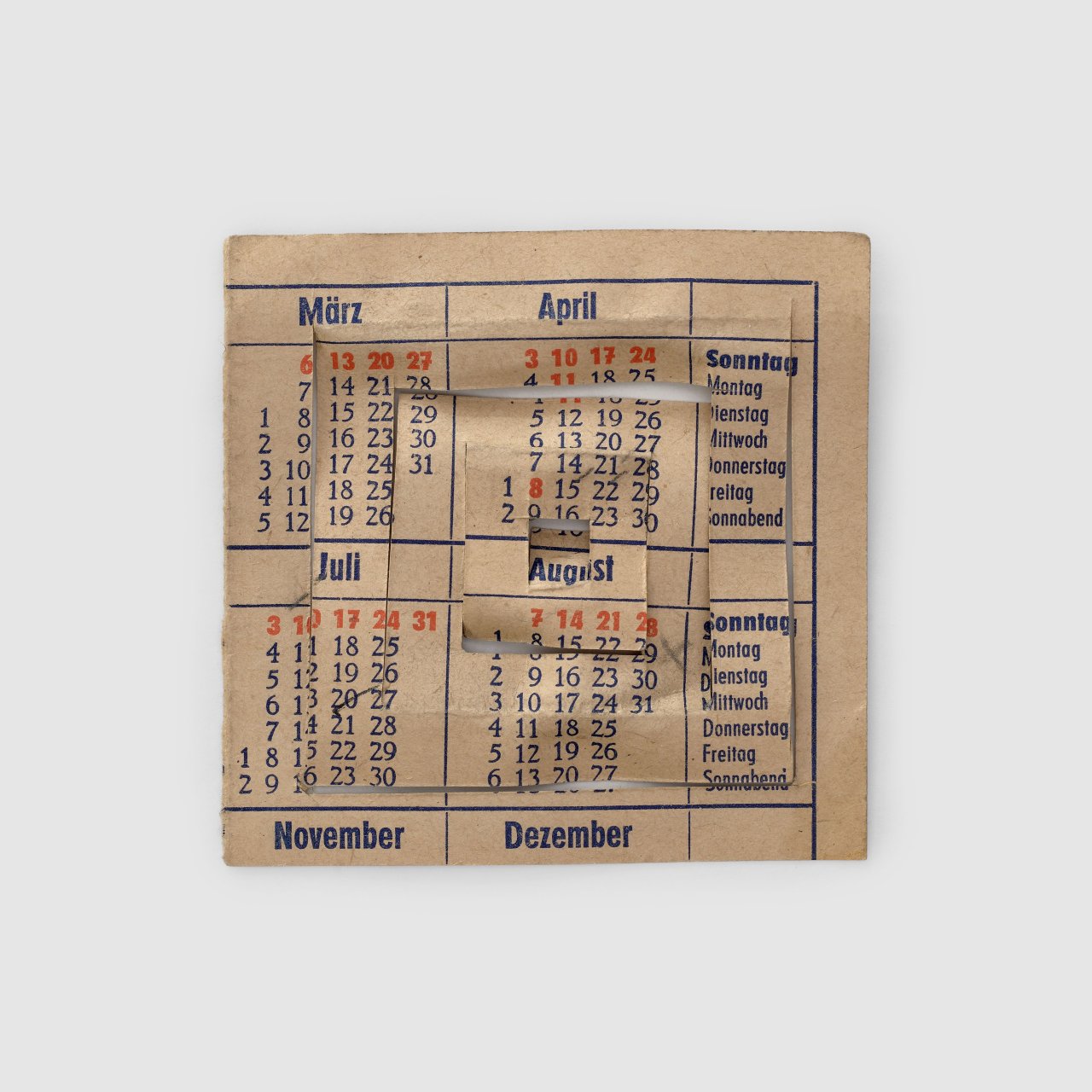 Auf diesem Bild ist das folgende Kunstwerk zu sehen: Hermann Glöckner. „Erster Entwurf für 4 bewegliche Quadrate“. 1965.