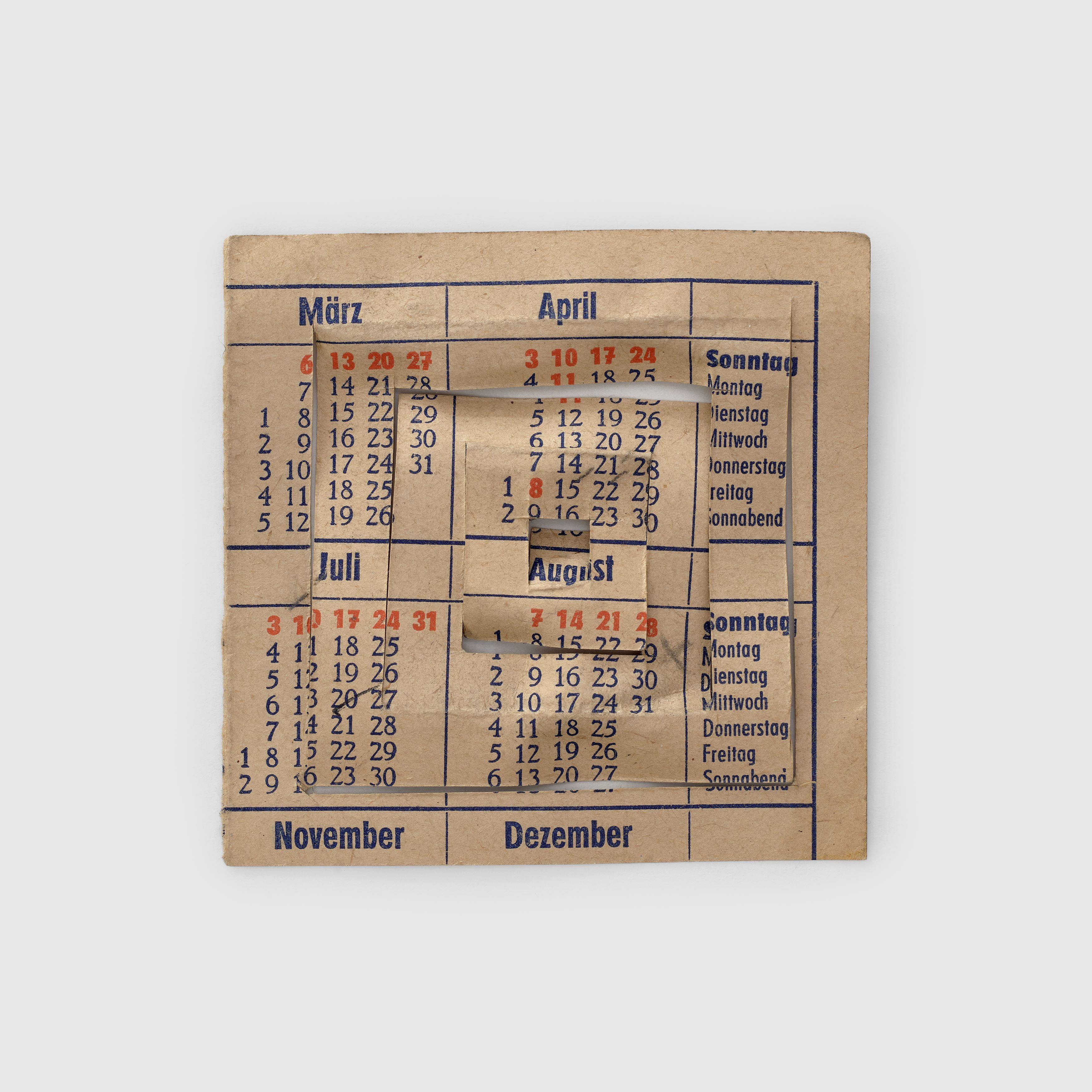 Auf diesem Bild ist das folgende Kunstwerk zu sehen: Hermann Glöckner. „Erster Entwurf für 4 bewegliche Quadrate“. 1965.