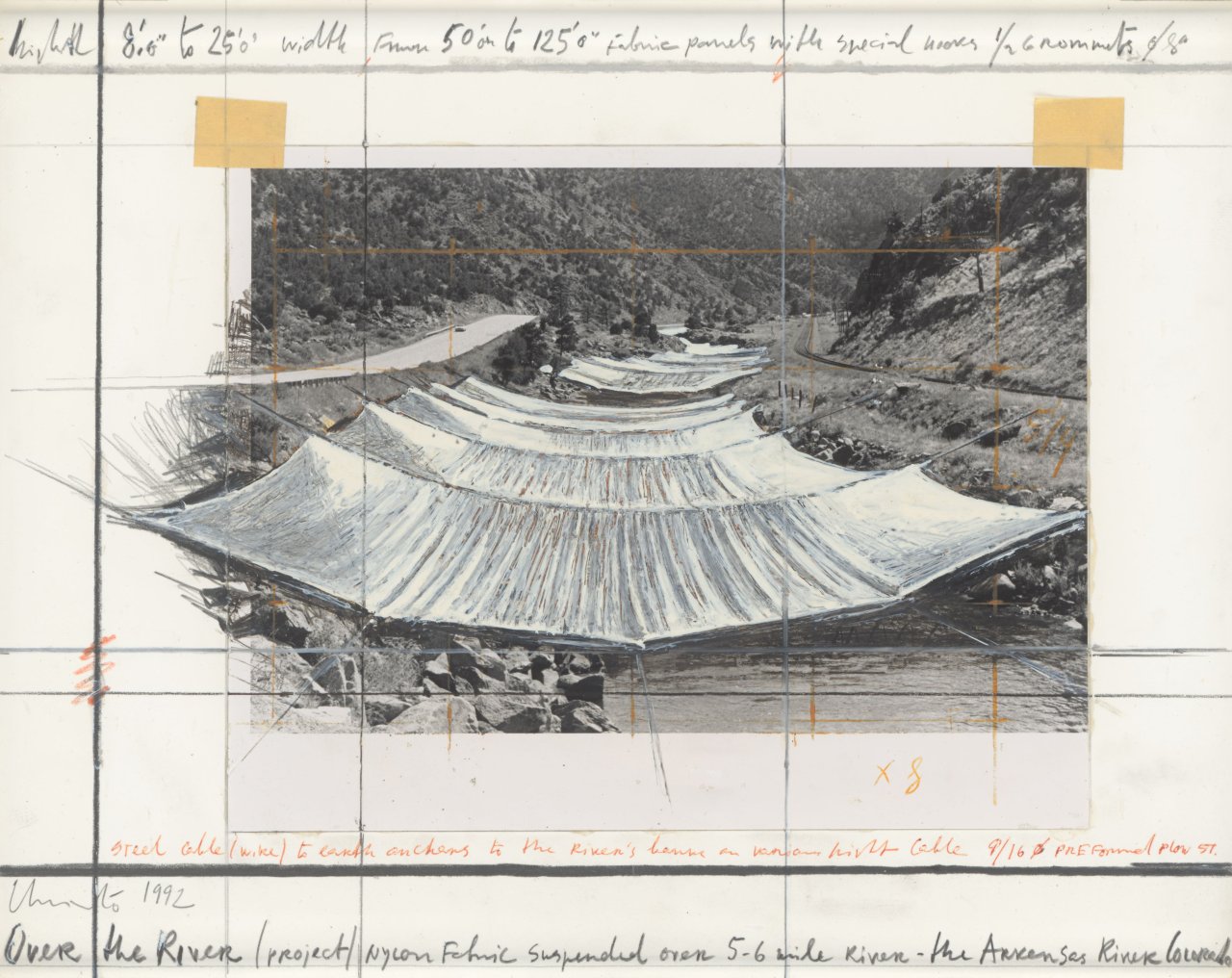 Auf diesem Bild ist das folgende Kunstwerk zu sehen:  Christo. „Over the River (Project)“. 1992.