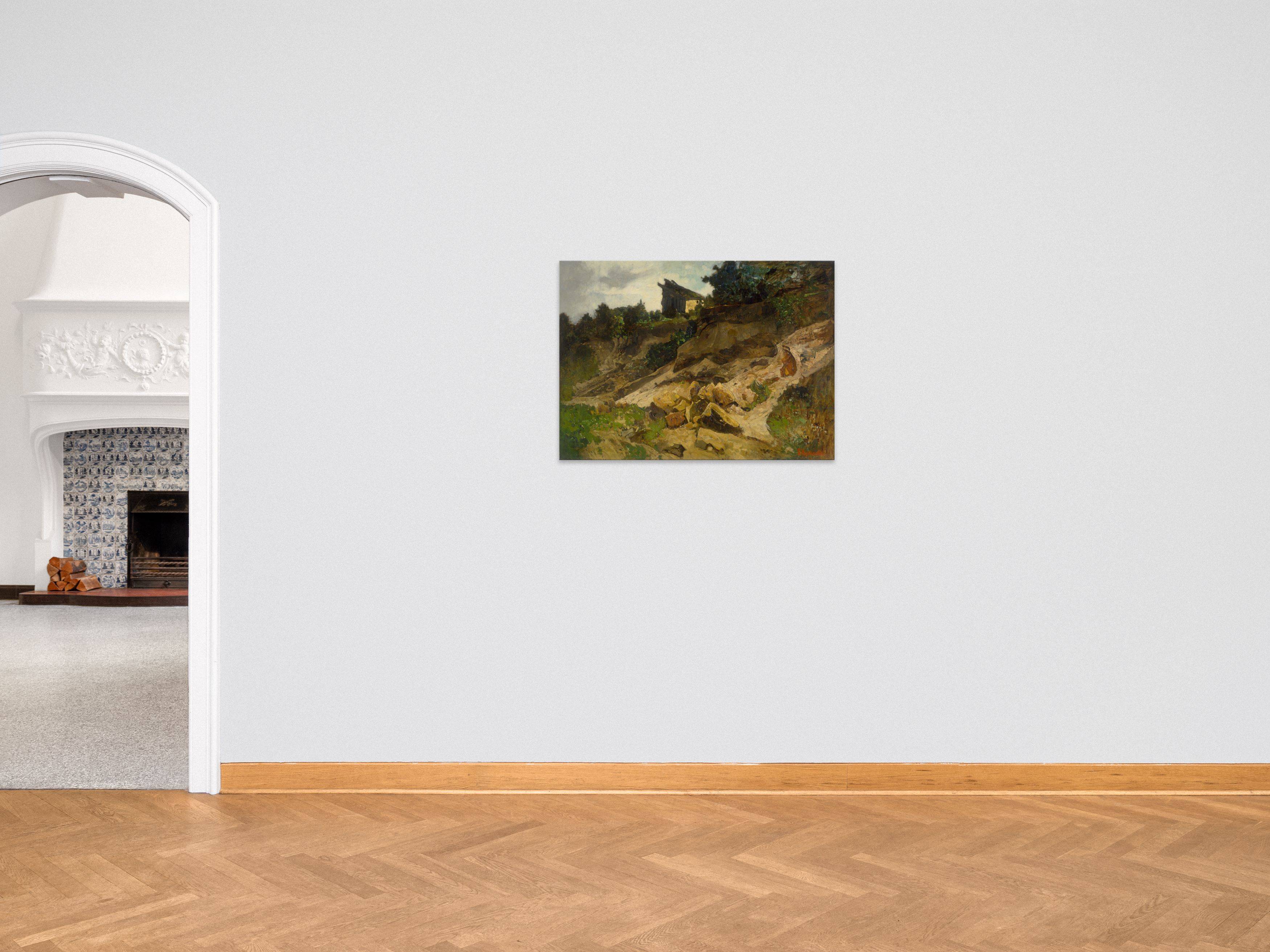 This picture shows the following artwork: Karl Hagemeister. ”Steinbruch mit Hütte” (Quarry with Hut). Circa 1879.