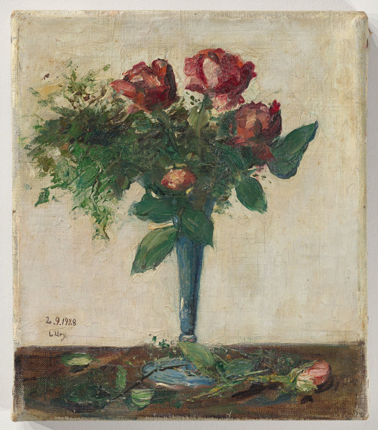 This picture shows the following artwork: Lesser Ury. ”Rote Rosen”. 1928.