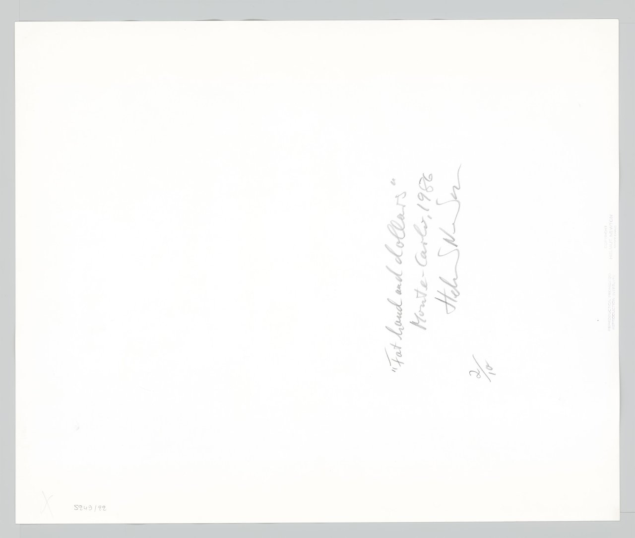 This picture shows the following artwork: Helmut Newton. ”'Fat hand and dollars', Monte Carlo”. 1986 .