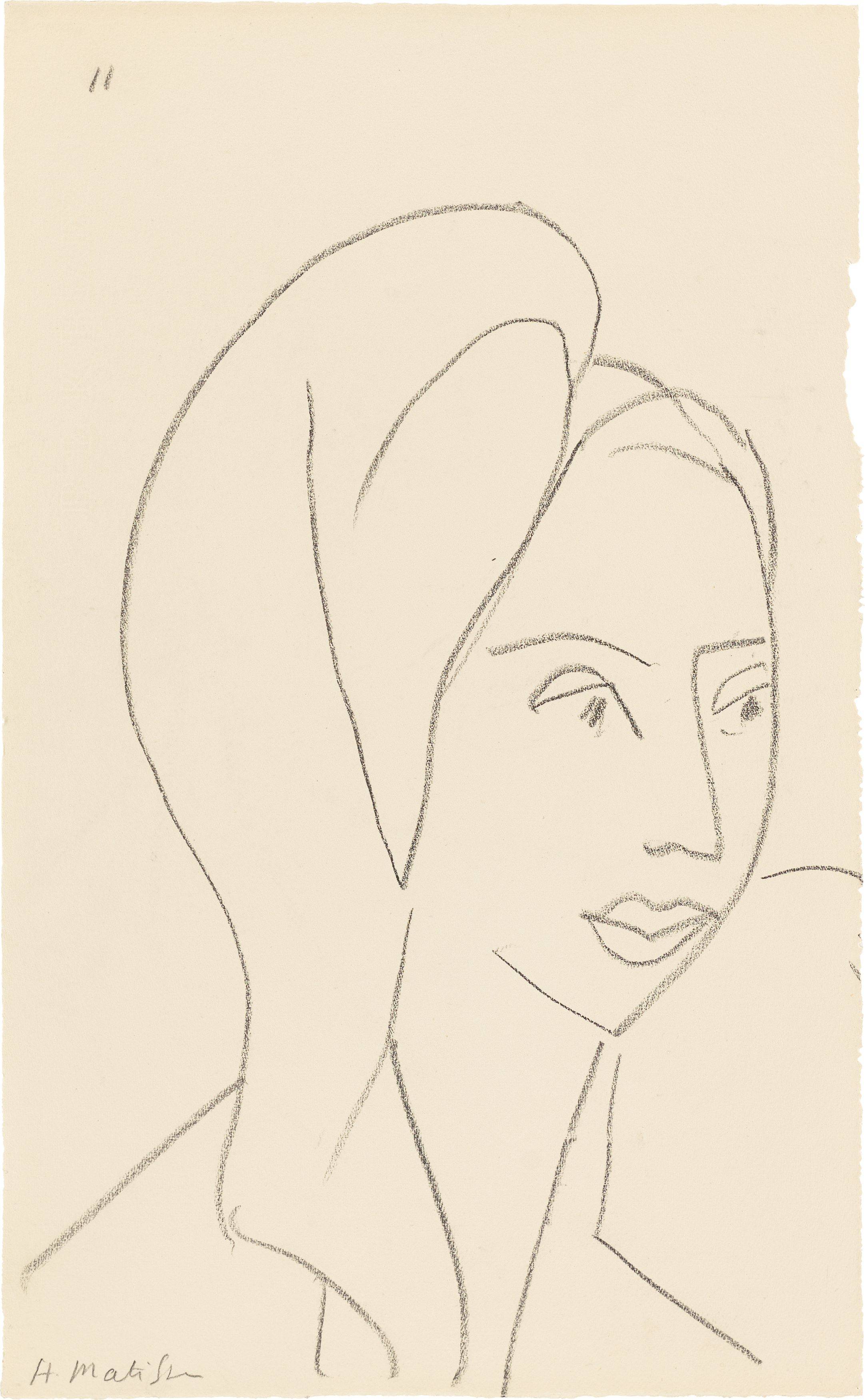 Auf diesem Bild ist das folgende Kunstwerk zu sehen: Henri Matisse. „Tête au Turban No. 11“. 1950.