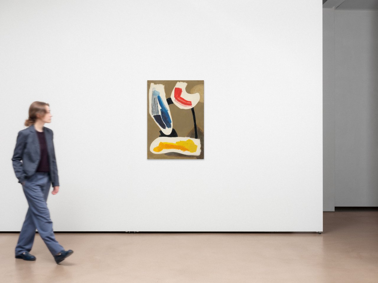 Auf diesem Bild ist das folgende Kunstwerk zu sehen: Carl Buchheister. „Komposition Be-er-ge (=b-lau, r-ot. g-elb)“. 1953.