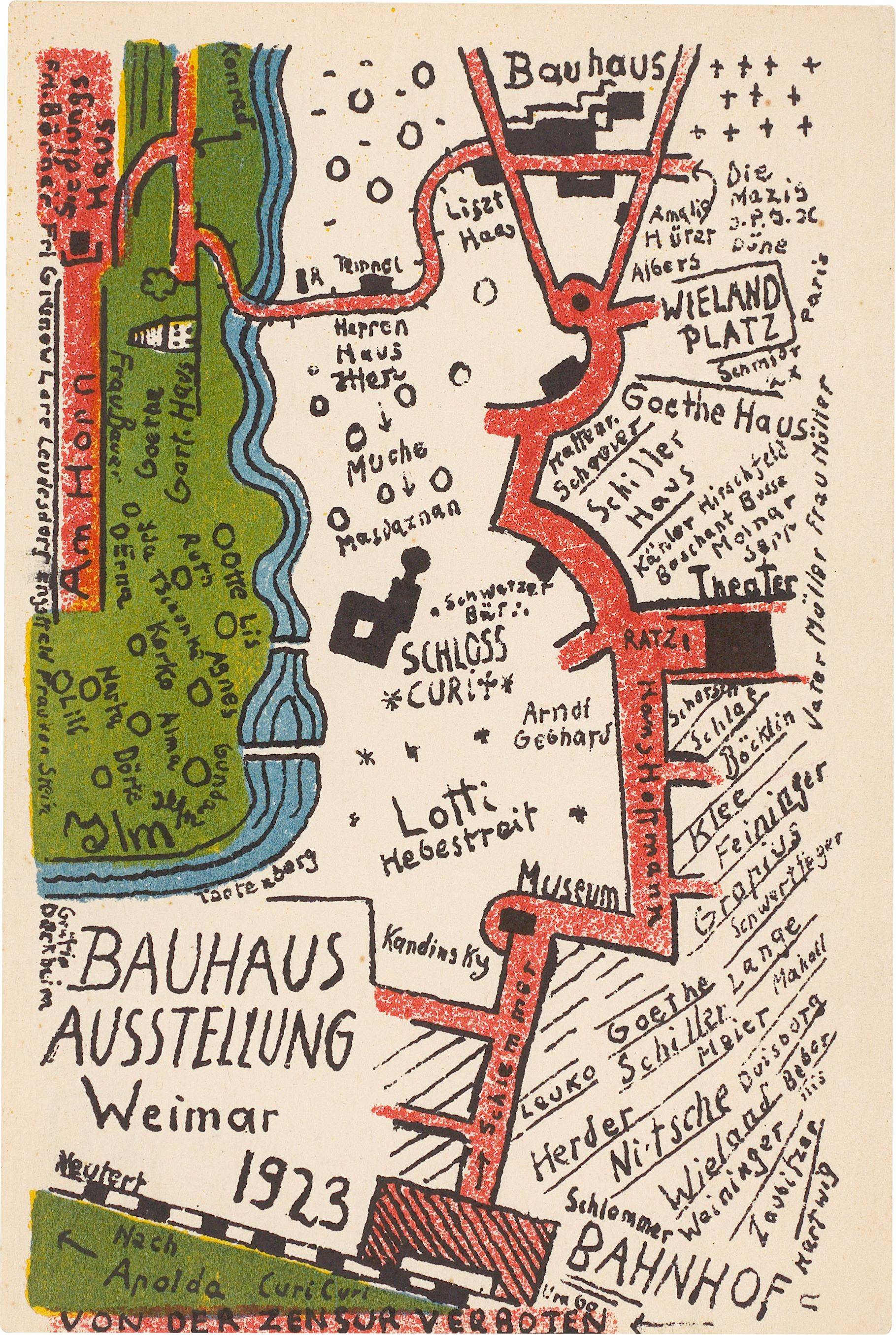 This picture shows the following artwork: Kurt Schmidt. ”Karte zur Bauhaus Ausstellung Weimar 1923”. 1923.