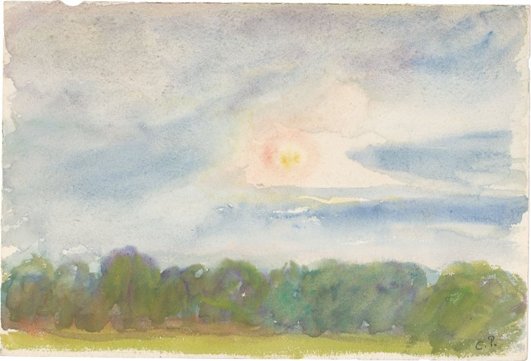 This picture shows the following artwork: Camille Pissarro. ”Paysage”. Circa 1890.