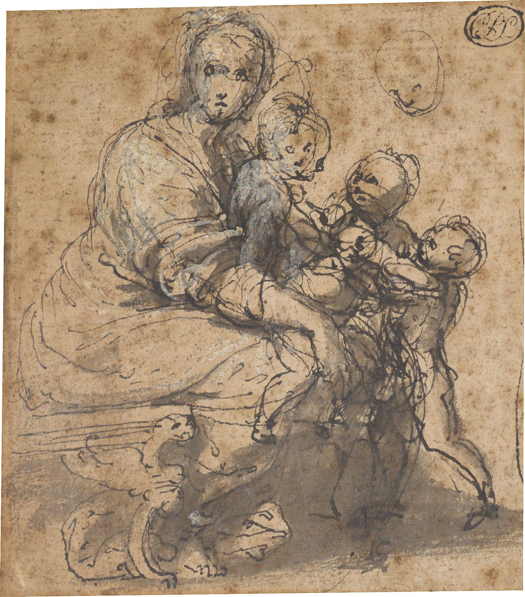 Auf diesem Bild ist das folgende Kunstwerk zu sehen: Perino del Vaga. Madonna mit Kindern.