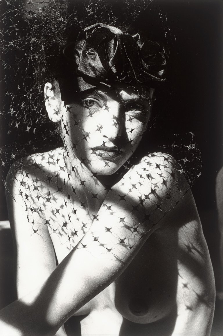 Auf diesem Bild ist das folgende Kunstwerk zu sehen: Jeanloup Sieff. Portrait avec voilette, Paris. 1985.