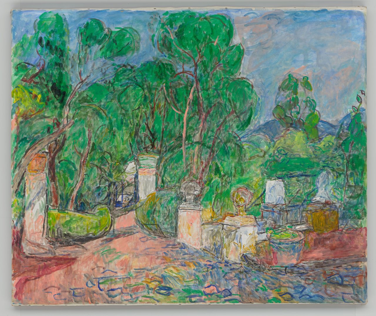 This picture shows the following artwork: Hans Purrmann. ”Parkweg der Villa Le Lagore (Skizze)”. 1965.