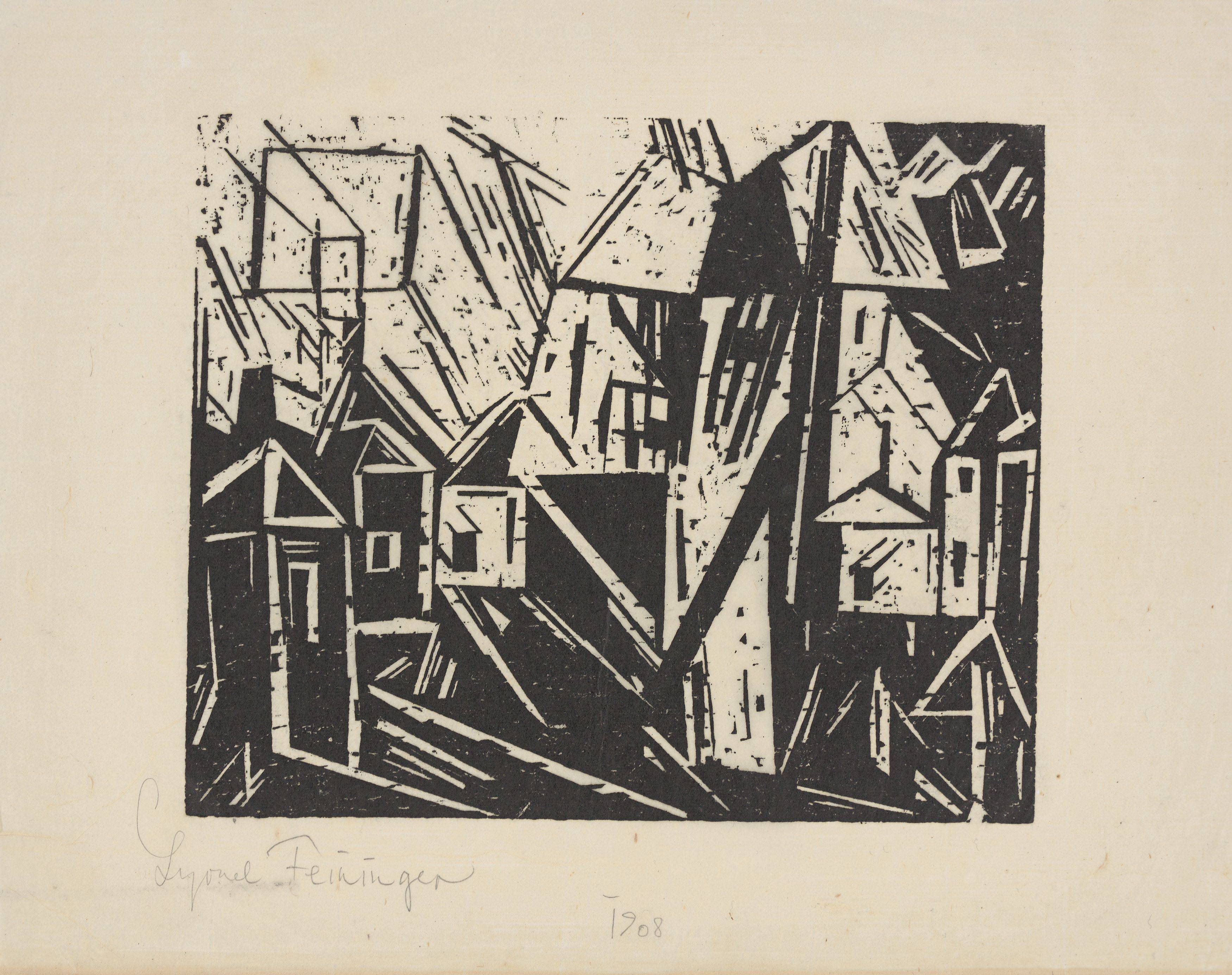 This picture shows the following artwork: Lyonel Feininger. ”Dorf”. 1919.