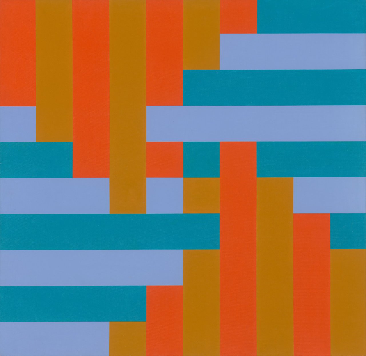 This picture shows the following artwork: Richard Paul Lohse. ”Zwei und zwei gleiche Farbgruppen”. 1965/69.