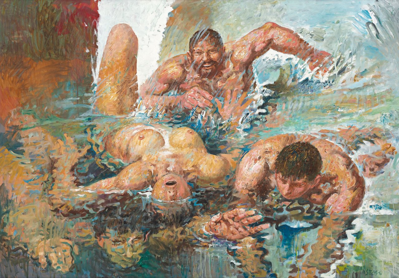 Auf diesem Bild ist das folgende Kunstwerk zu sehen: Willi Sitte. „Wasserplansch“. 1995/96.