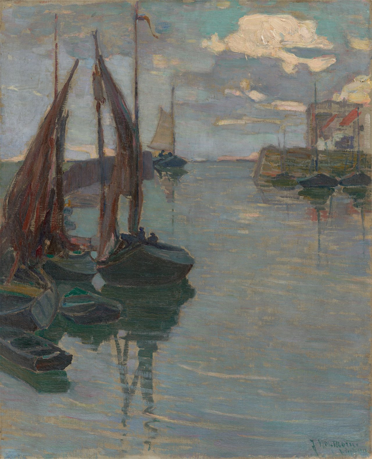 This picture shows the following artwork: Julie Wolfthorn. ”Segelboote im Hafen”. 1912.