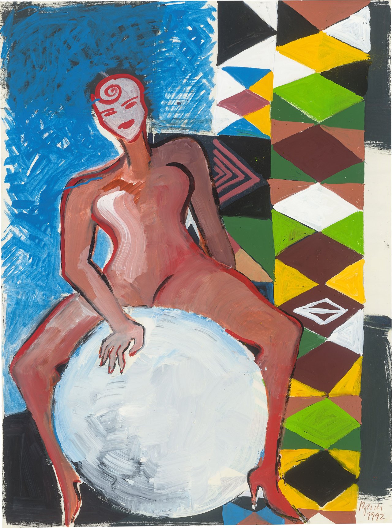 This picture shows the following artwork: Elvira Bach. ”Ritt über Korrallenstaub”. 1992.