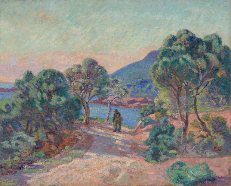 This picture shows the following artwork: Jean-Baptiste Armand Guillaumin. ”La Baie d’Agay”. Circa 1895.