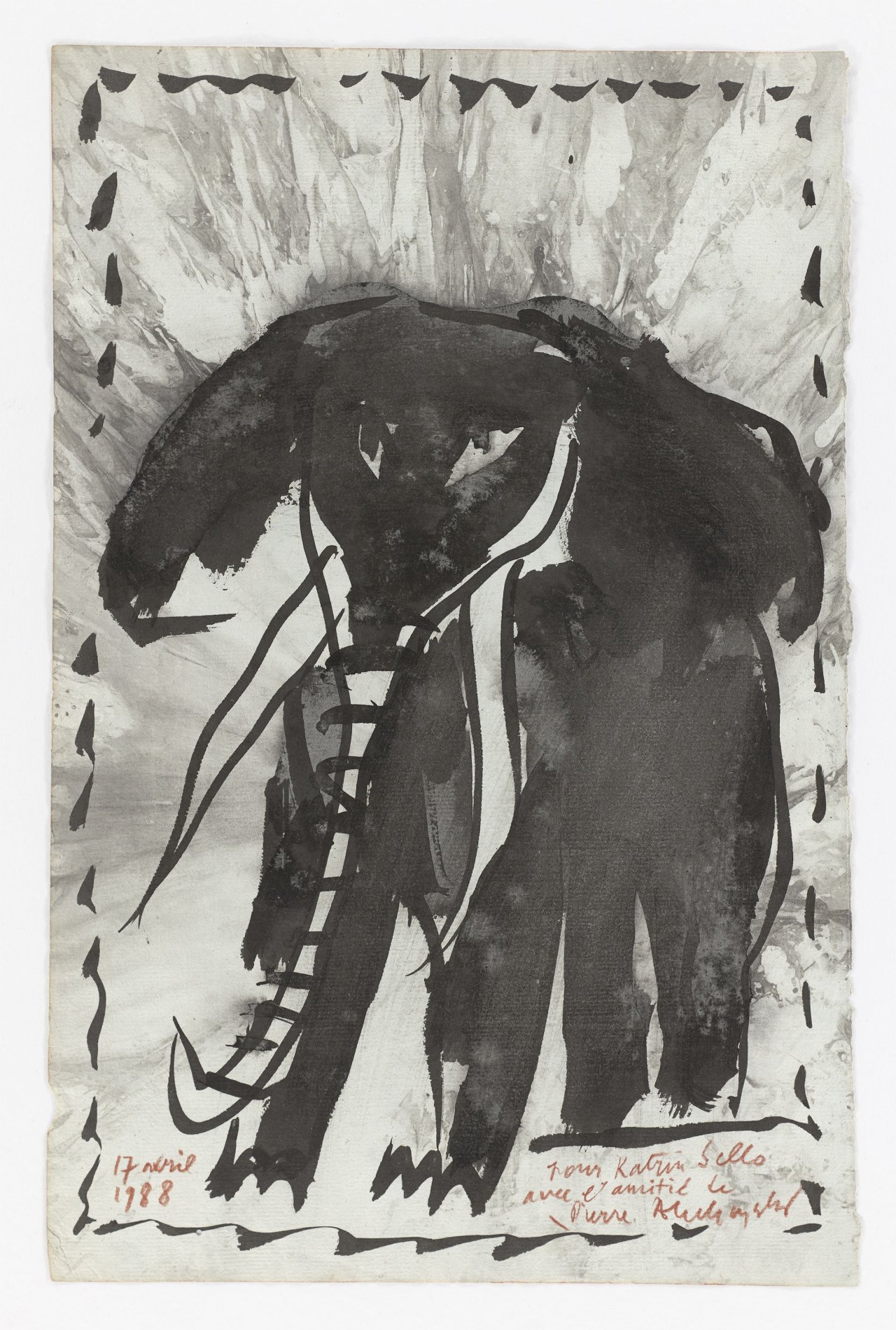 This picture shows the following artwork: Pierre Alechinsky. Untitled (elephant). 1988.