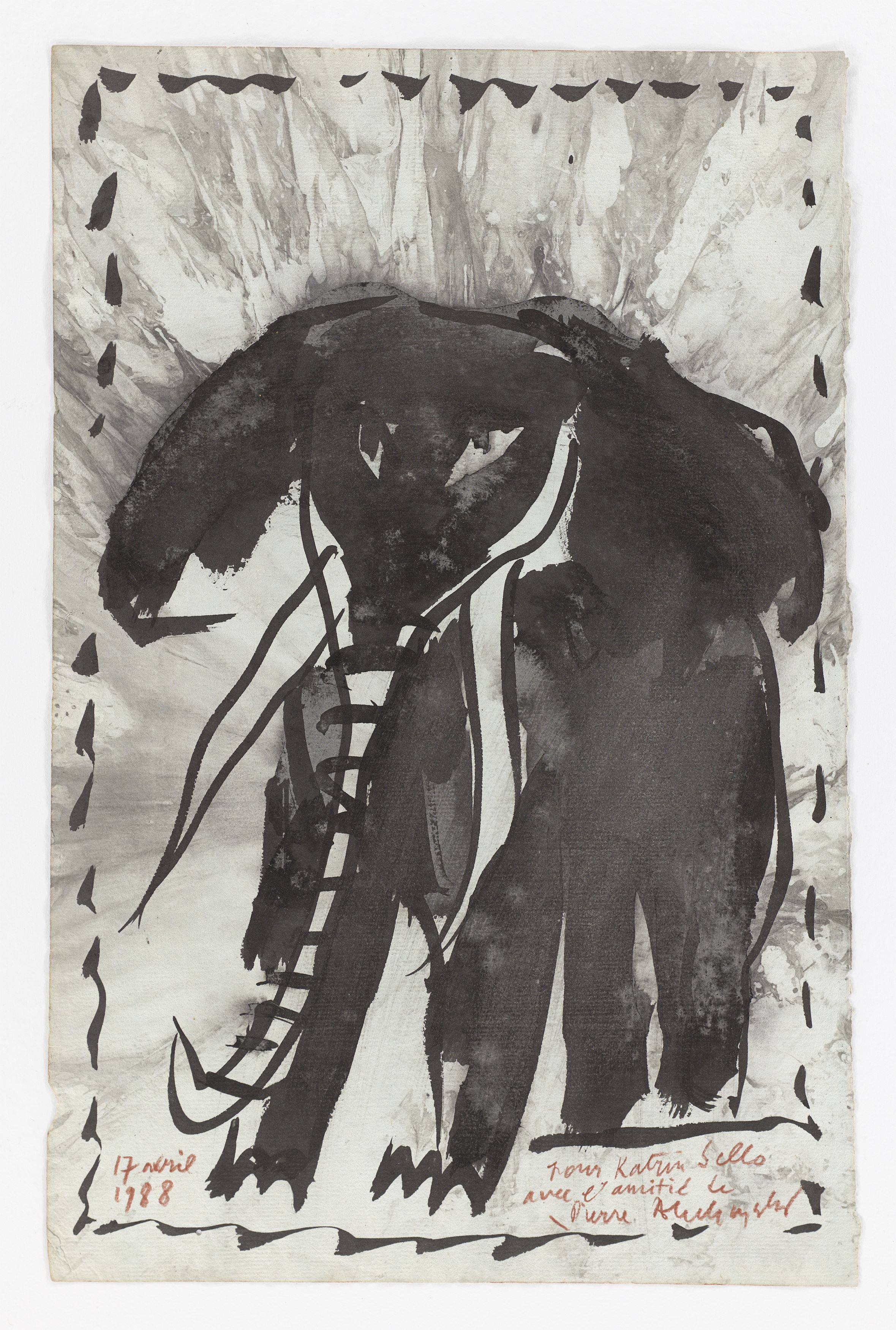This picture shows the following artwork: Pierre Alechinsky. Untitled (elephant). 1988.