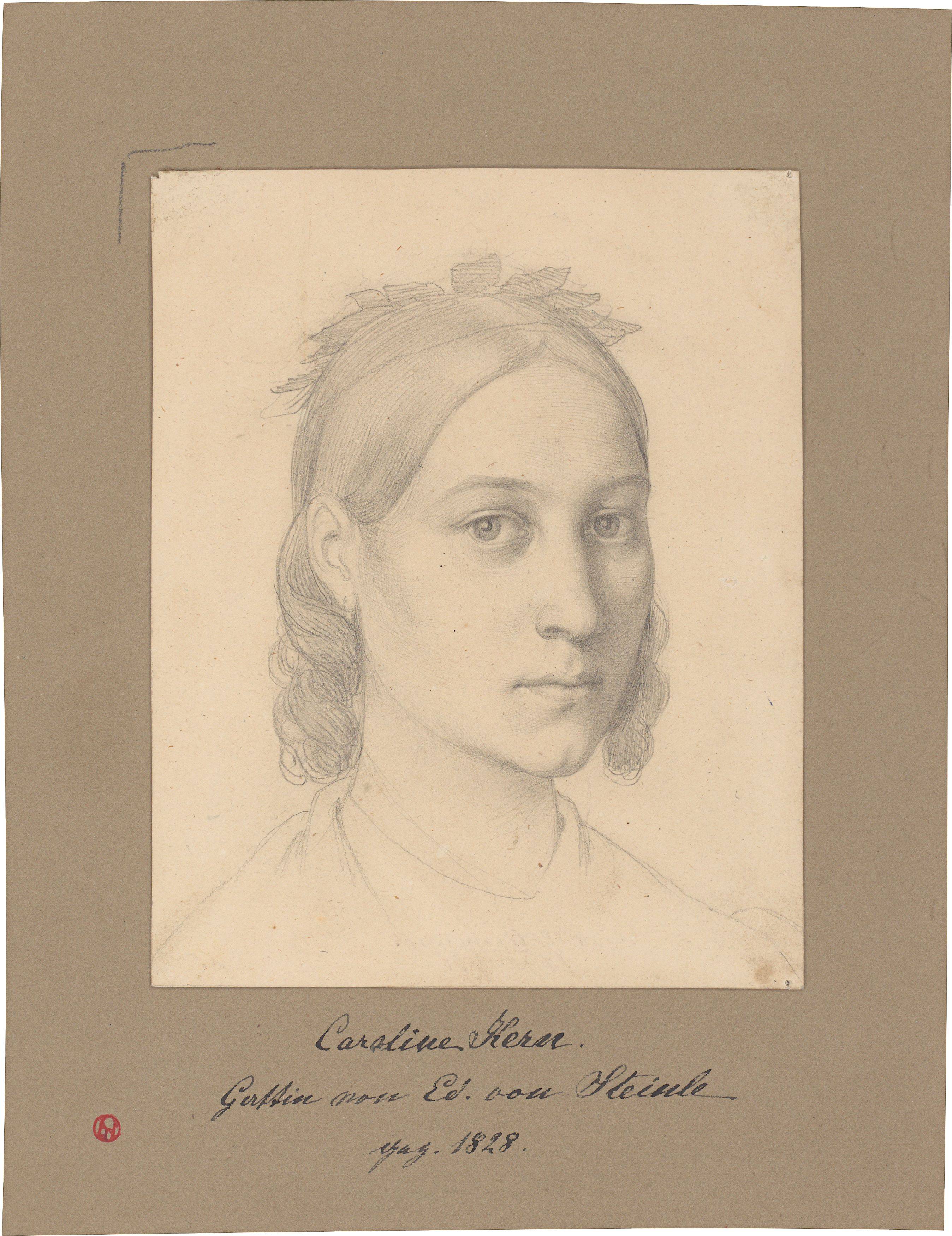 This picture shows the following artwork: Eduard von Steinle. Caroline Kern, head with shoulders. 1828.