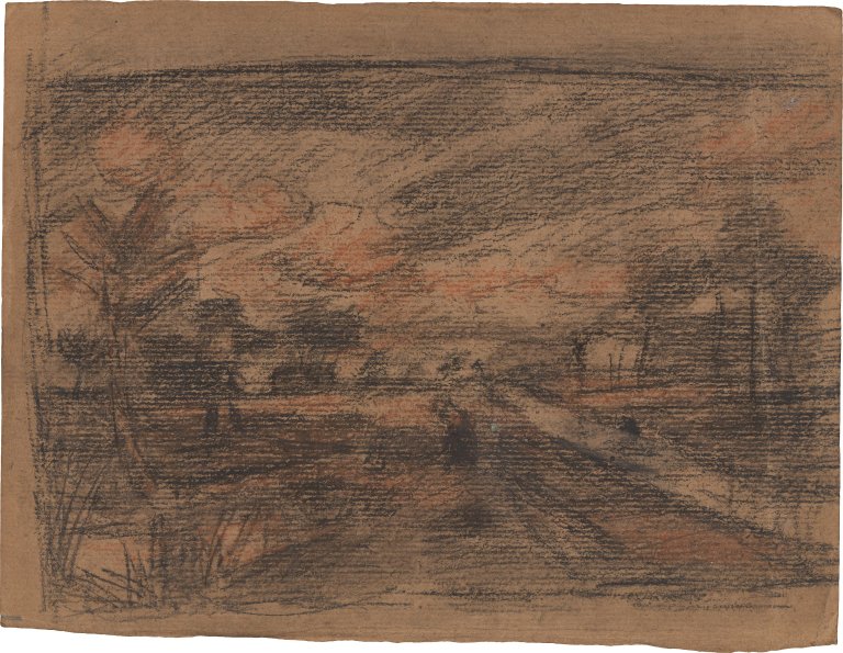 This picture shows the following artwork: Otto Modersohn. Moorlands with farm building. Circa 1940.