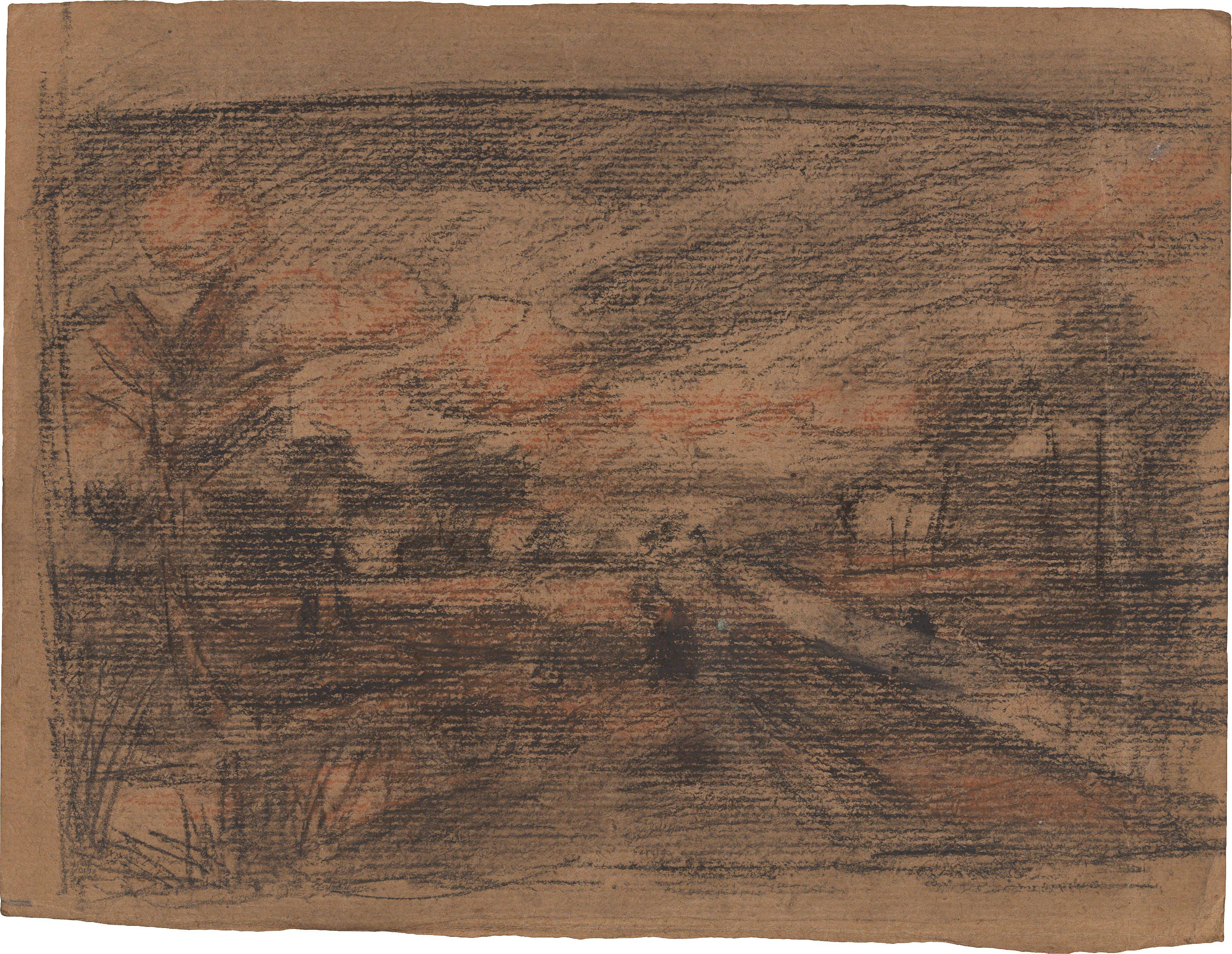 This picture shows the following artwork: Otto Modersohn. Moorlands with farm building. Circa 1940.