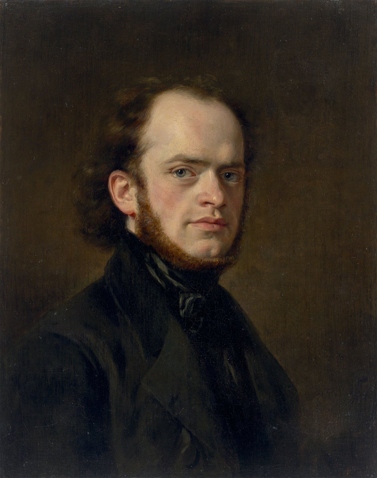 Auf diesem Bild ist das folgende Kunstwerk zu sehen: Eduard Magnus. Porträt des 28-jährigen Adolph Menzel. 1843.