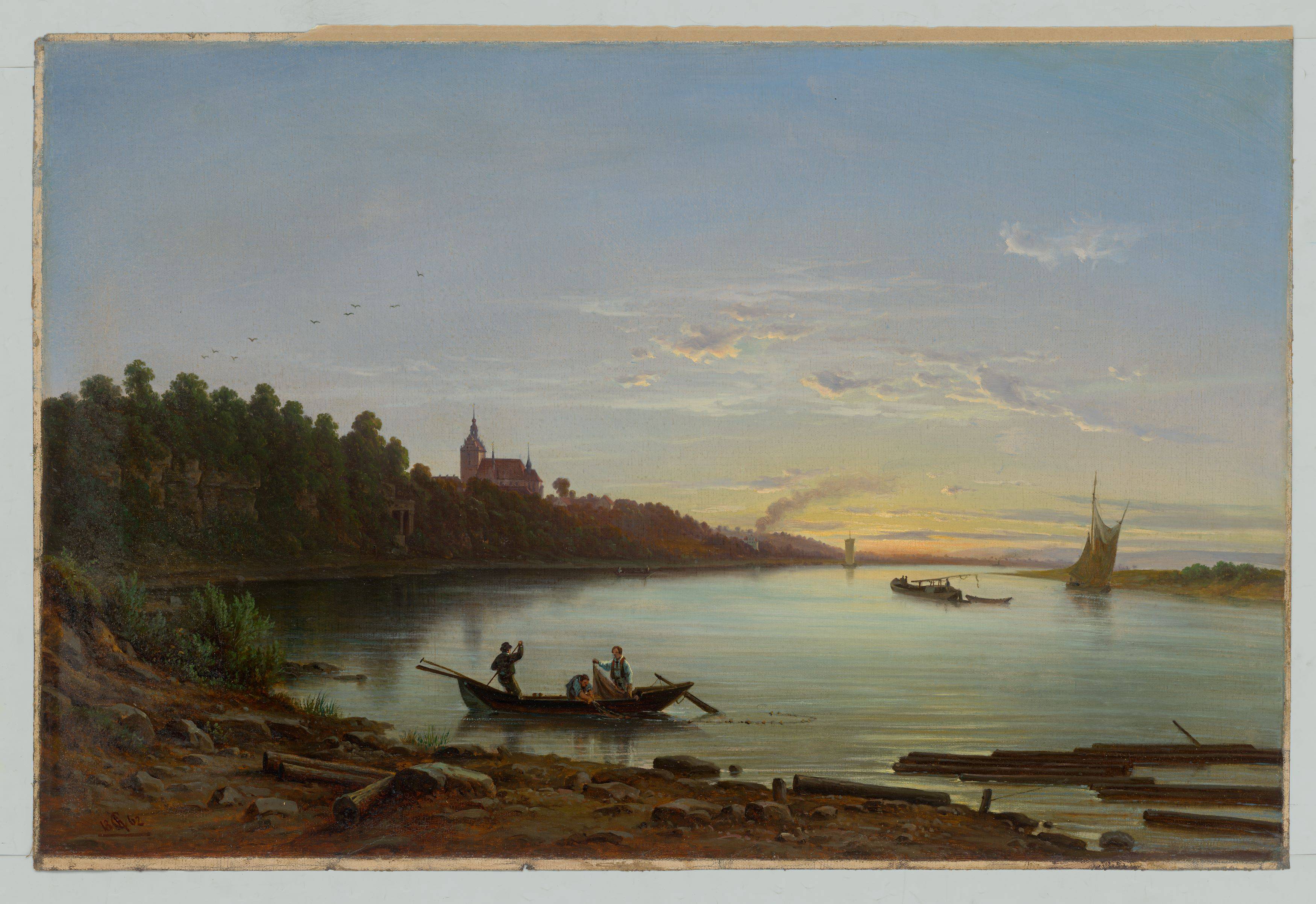 This picture shows the following artwork: Johann Anton Castell. View of Briesnitz on the Elbe. 1862.