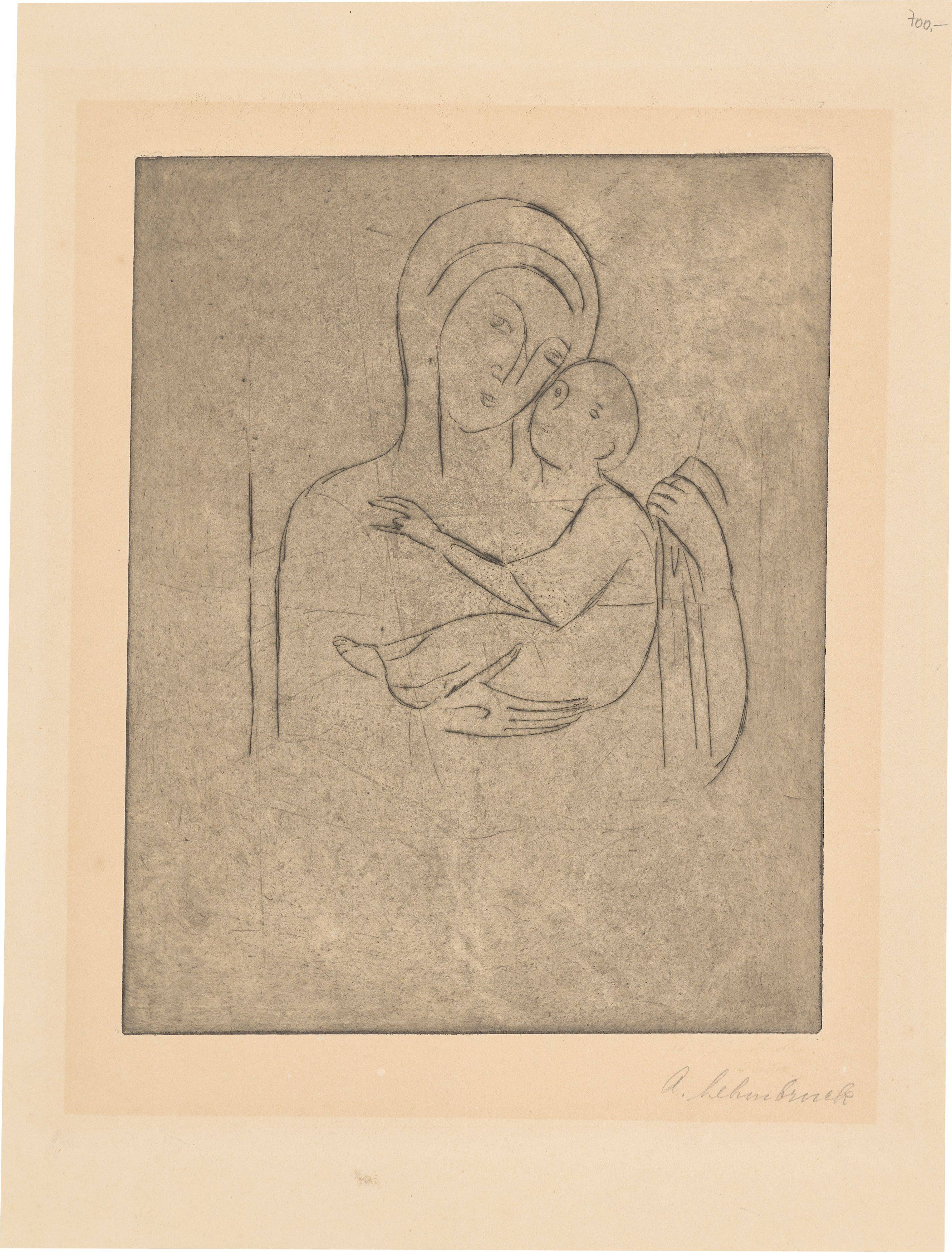 Auf diesem Bild ist das folgende Kunstwerk zu sehen: Wilhelm Lehmbruck. „Madonna (nach Cimabue)“. 1912.
