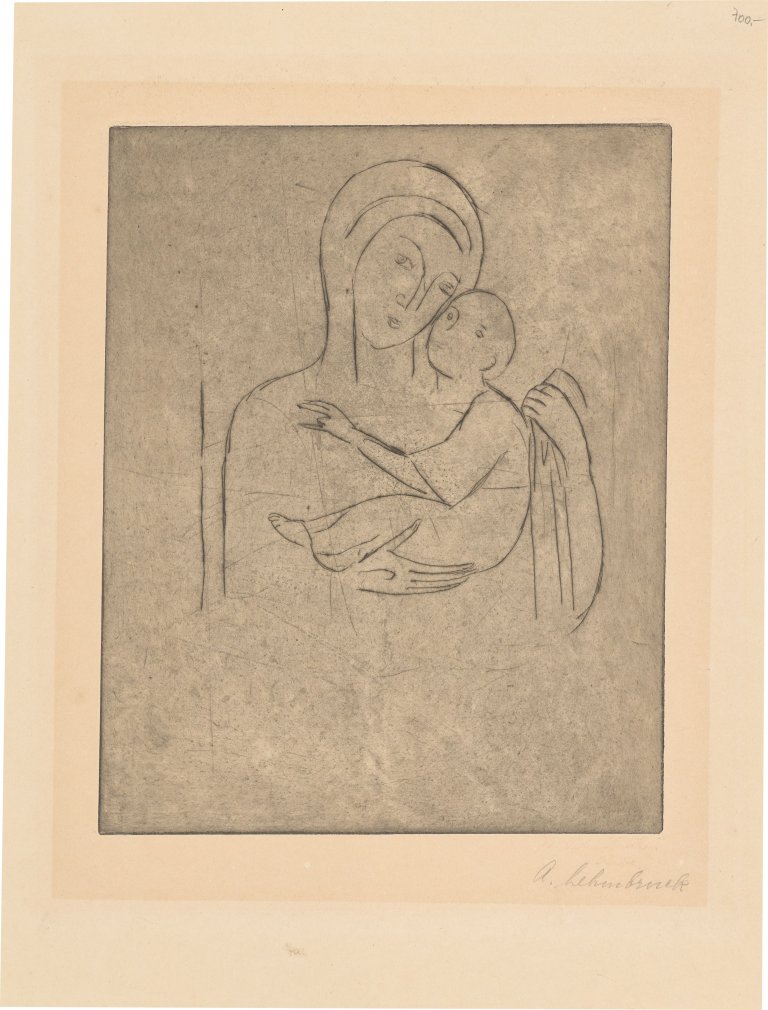 Auf diesem Bild ist das folgende Kunstwerk zu sehen: Wilhelm Lehmbruck. „Madonna (nach Cimabue)“. 1912.