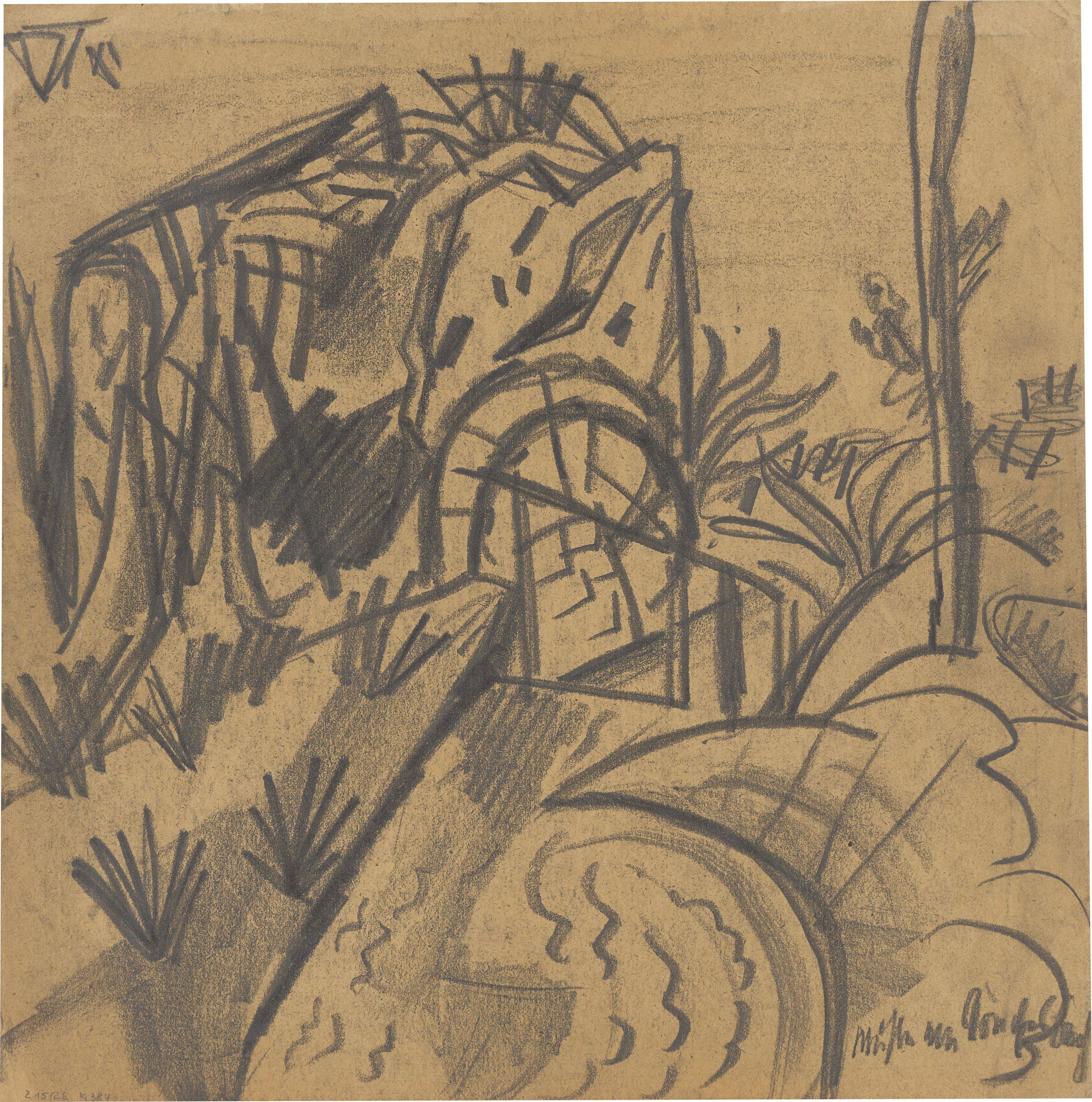 This picture shows the following artwork: Otto Dix. ”Mühle am Souchez-Bach”. 1915.
