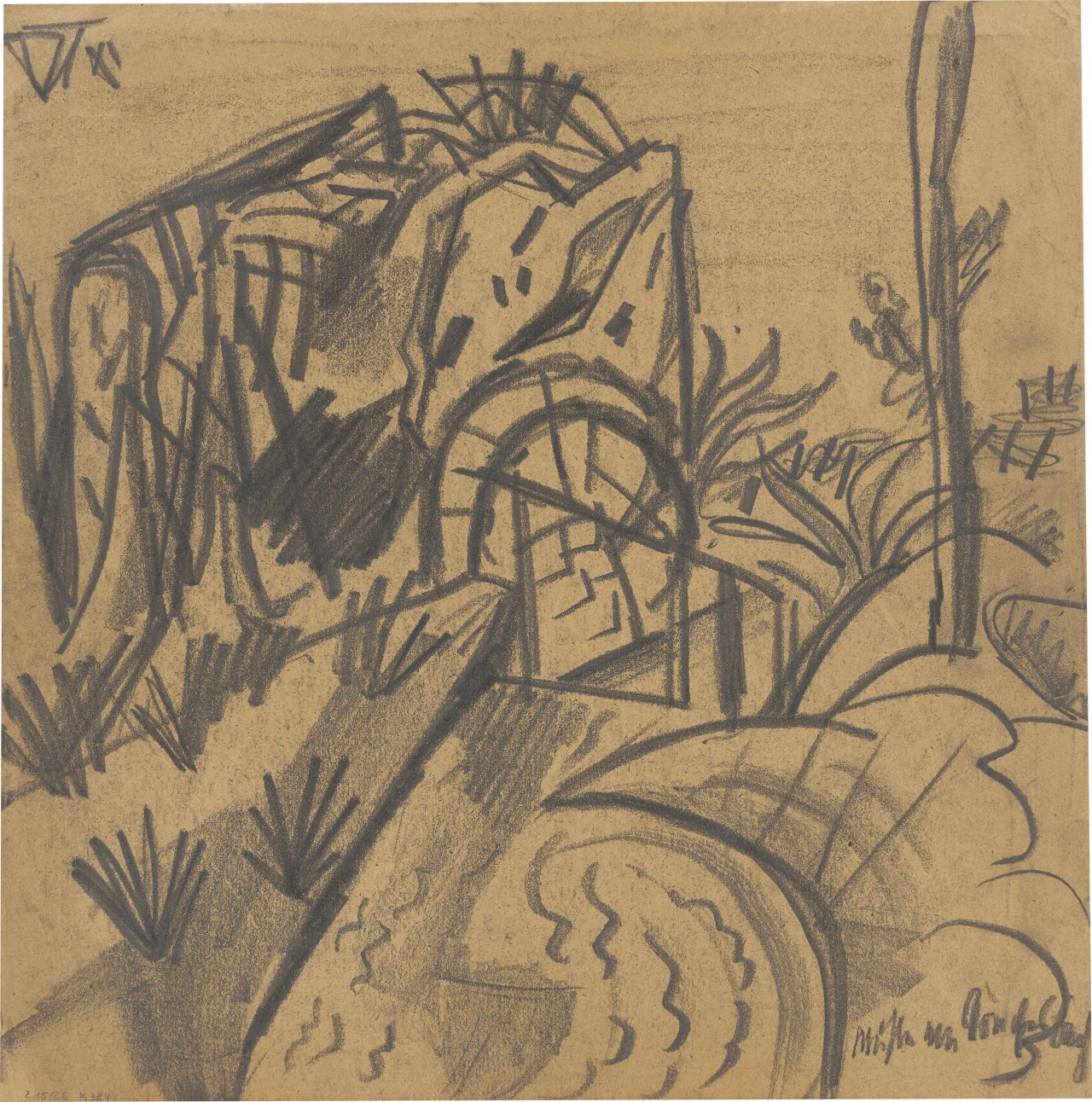 This picture shows the following artwork: Otto Dix. ”Mühle am Souchez-Bach”. 1915.