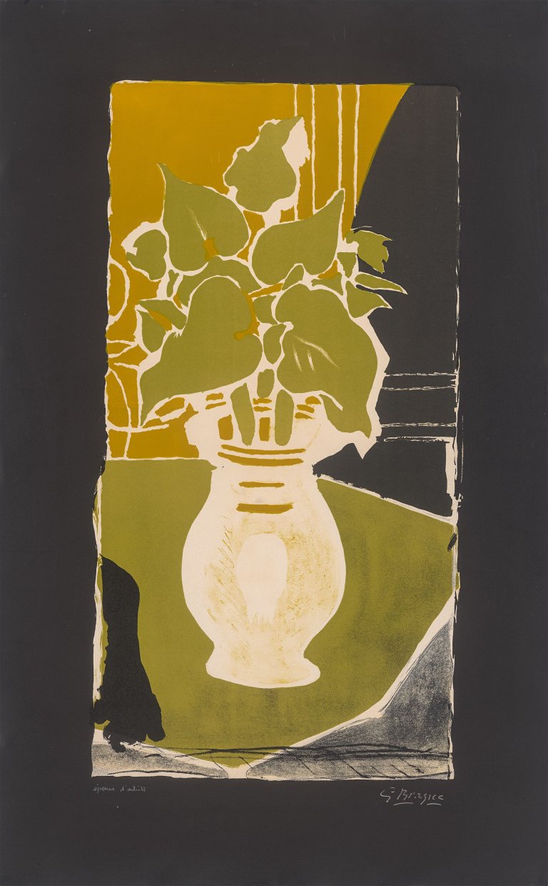 Auf diesem Bild ist das folgende Kunstwerk zu sehen: Georges Braque. „Feuilles, couleur, lumière“. 1953/54.