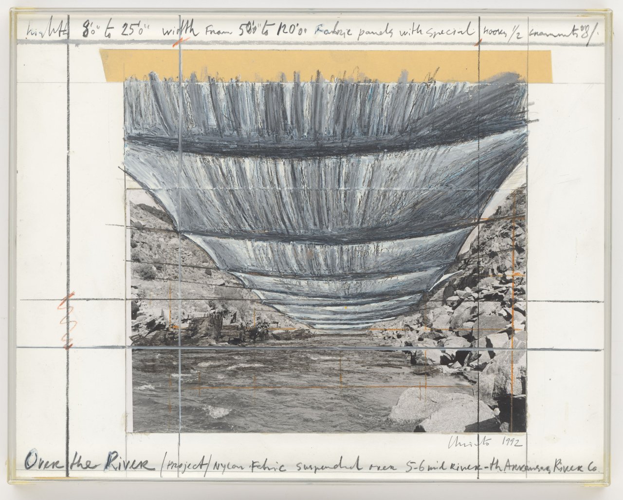 Auf diesem Bild ist das folgende Kunstwerk zu sehen:  Christo. „Over the River (Project)“. 1992.