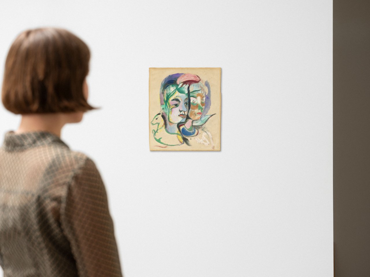 This picture shows the following artwork: Heinrich Campendonk. ”Zwei Kinderköpfe”. Circa 1915.