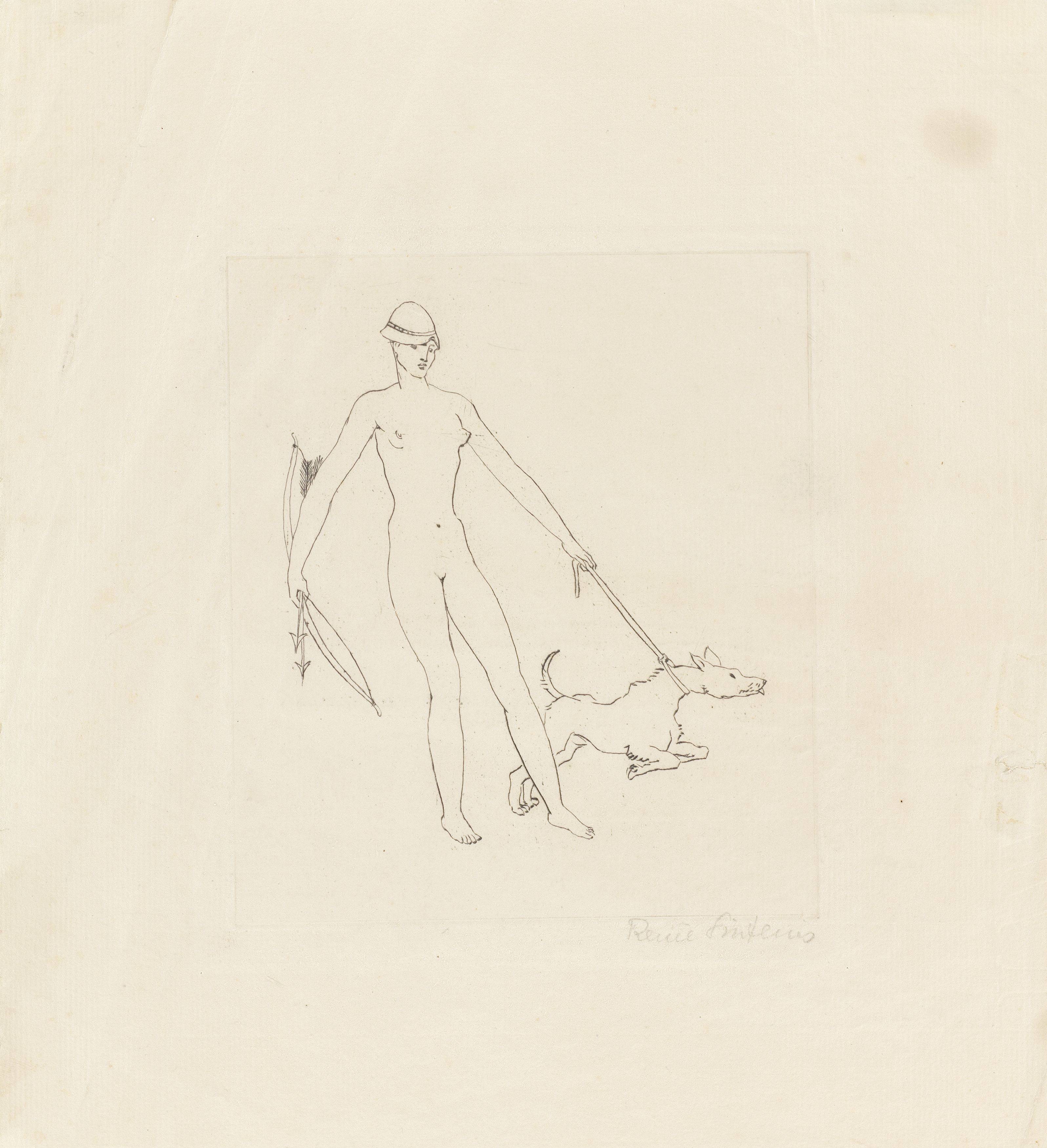 This picture shows the following artwork: Renée Sintenis. Selbstbildnis mit Terrier (Self-portrait with terrier).