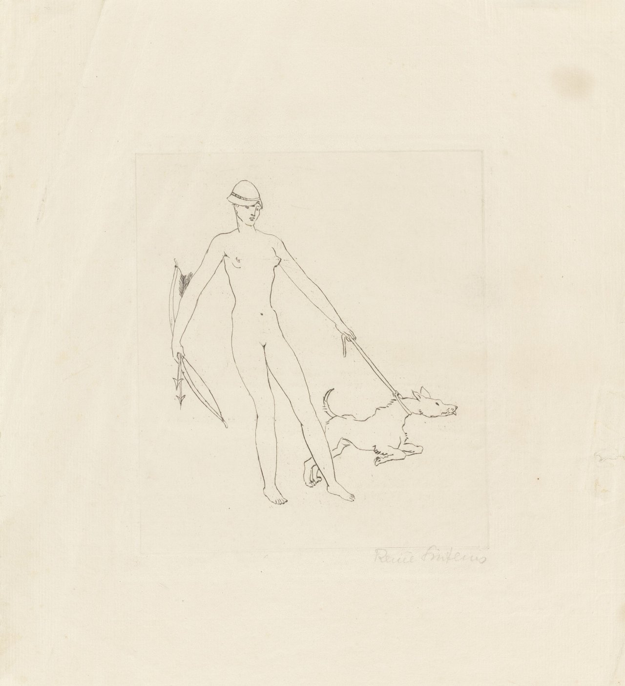 This picture shows the following artwork: Renée Sintenis. Selbstbildnis mit Terrier (Self-portrait with terrier).