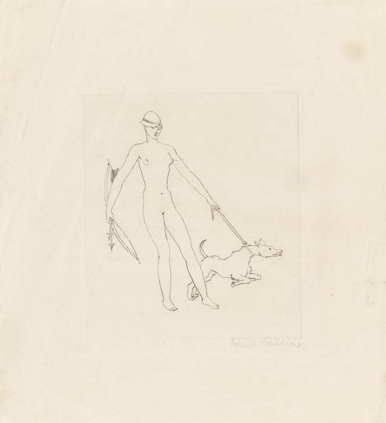 This picture shows the following artwork: Renée Sintenis. Selbstbildnis mit Terrier (Self-portrait with terrier).