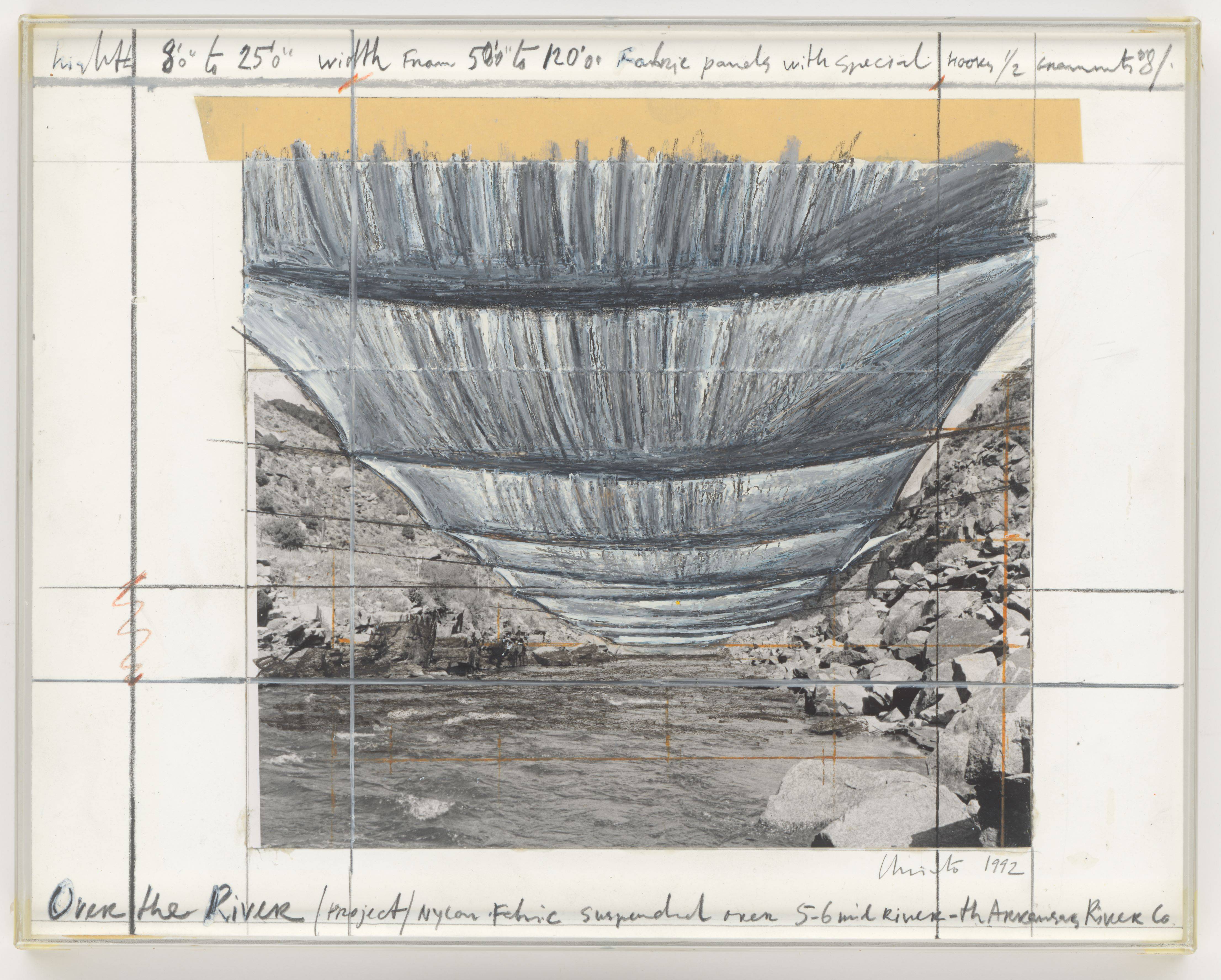 This picture shows the following artwork:  Christo. ”Over the River (Project)”. 1992.