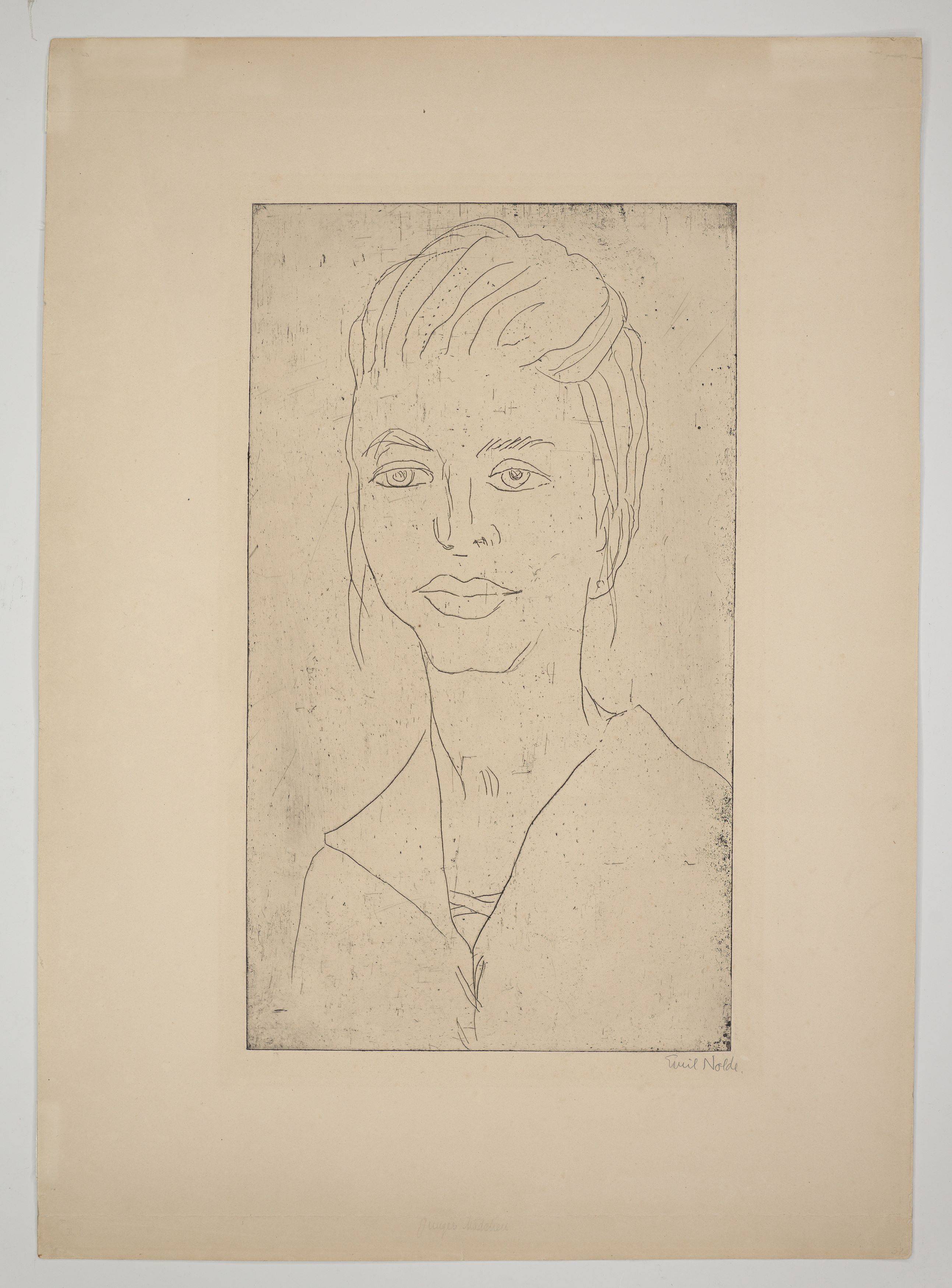 This picture shows the following artwork: Emil Nolde. ”Junges Mädchen”. 1922.