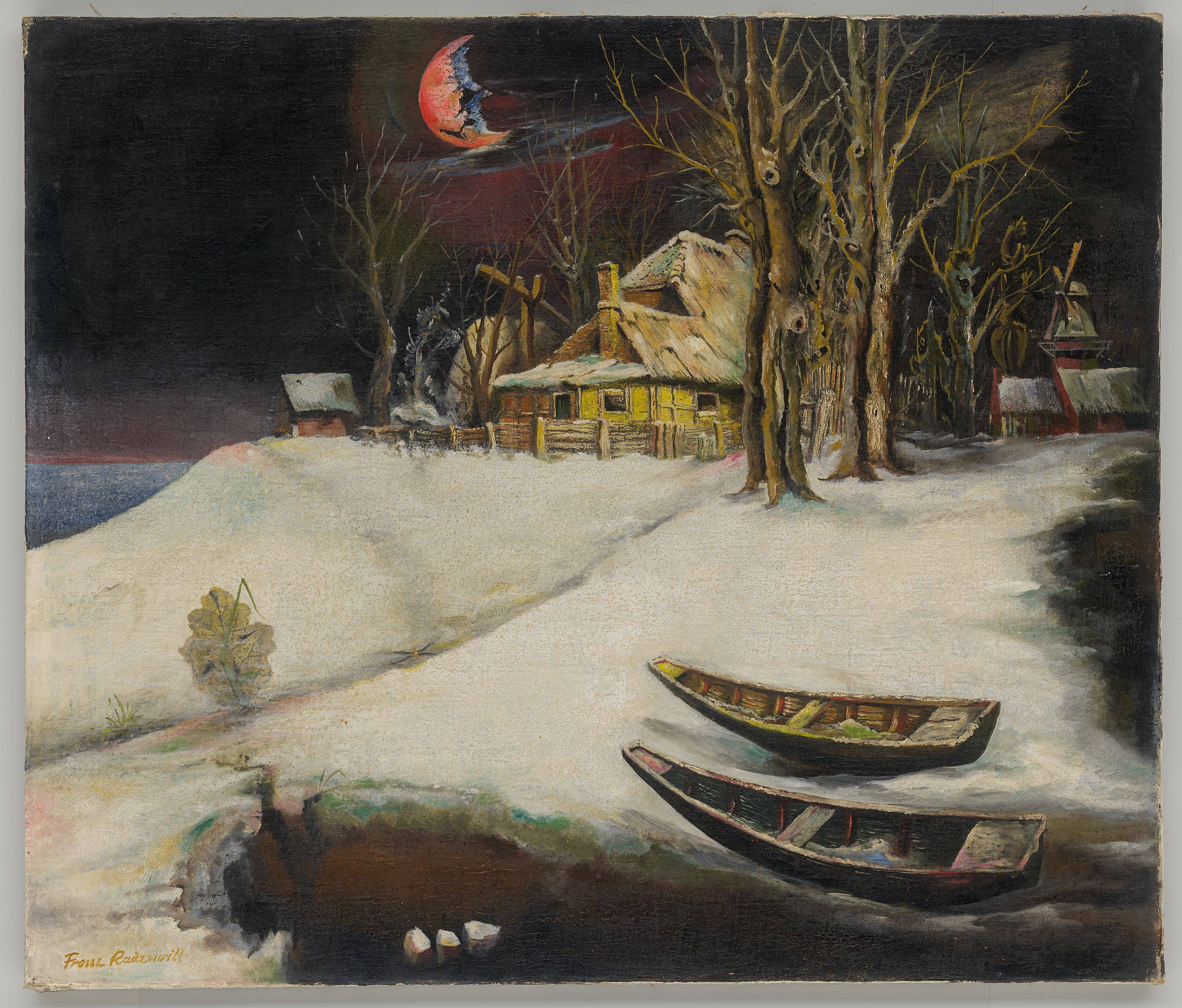 Auf diesem Bild ist das folgende Kunstwerk zu sehen: Franz Radziwill. „Landschaft / Der zerbrochene Wintermond“. 1924.