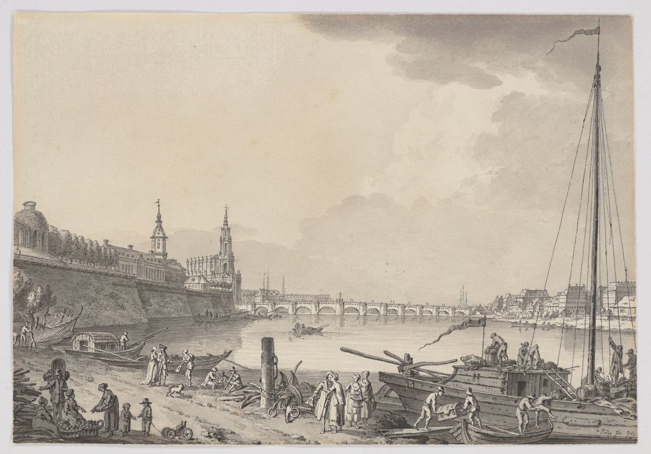 This picture shows the following artwork: Adrian Zingg. View of Dresden. 1772.