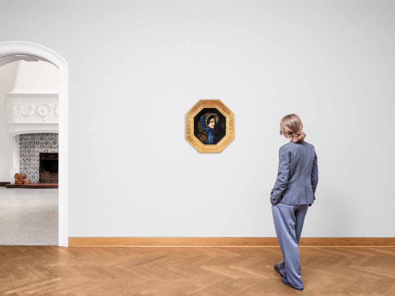 This picture shows the following artwork: Franz von Stuck. Mary wearing a Biedermeier Hat. Circa 1910.