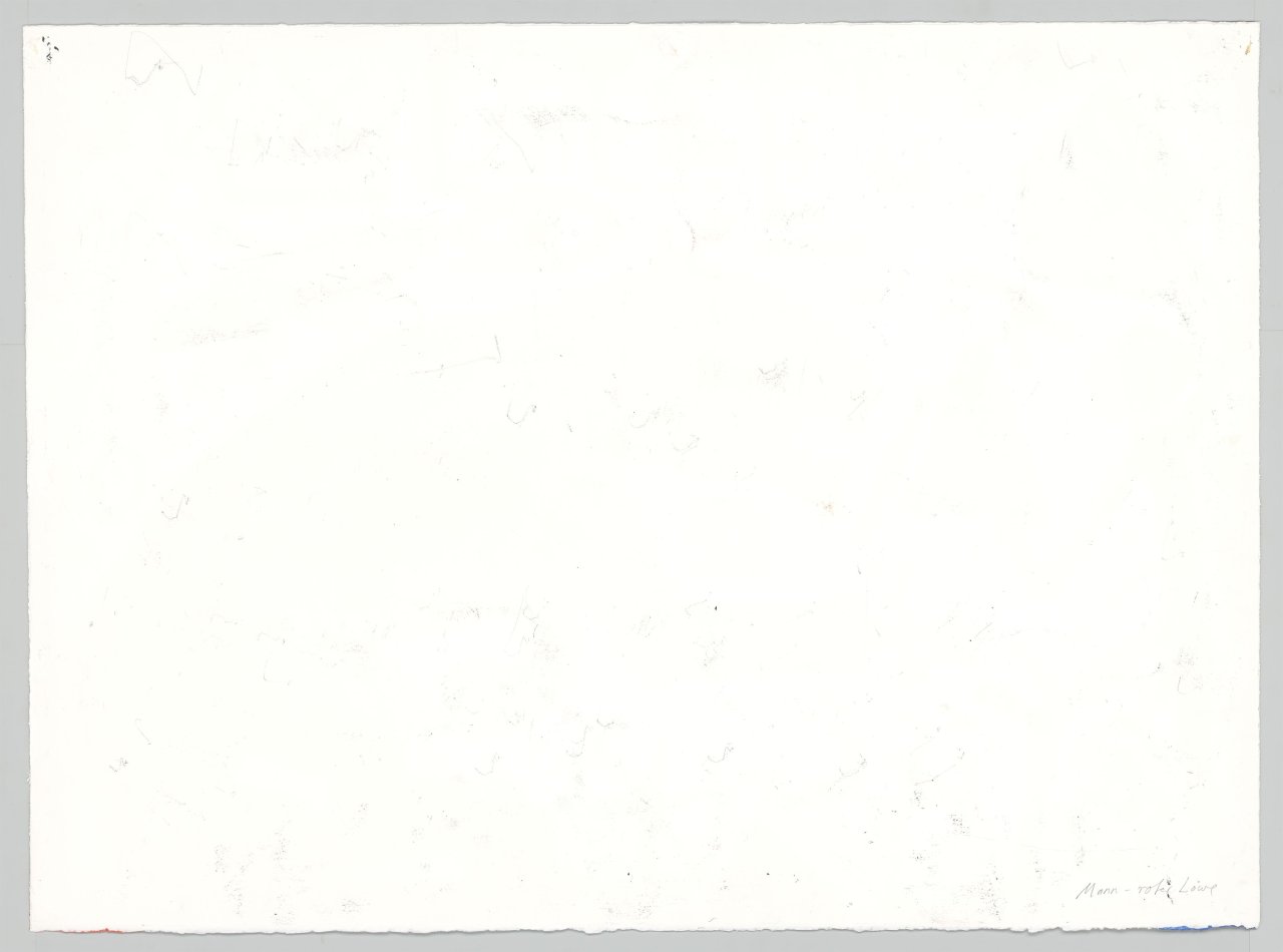 This picture shows the following artwork: A.R. Penck. ”Mann - roter Löwe”. Circa 1990.