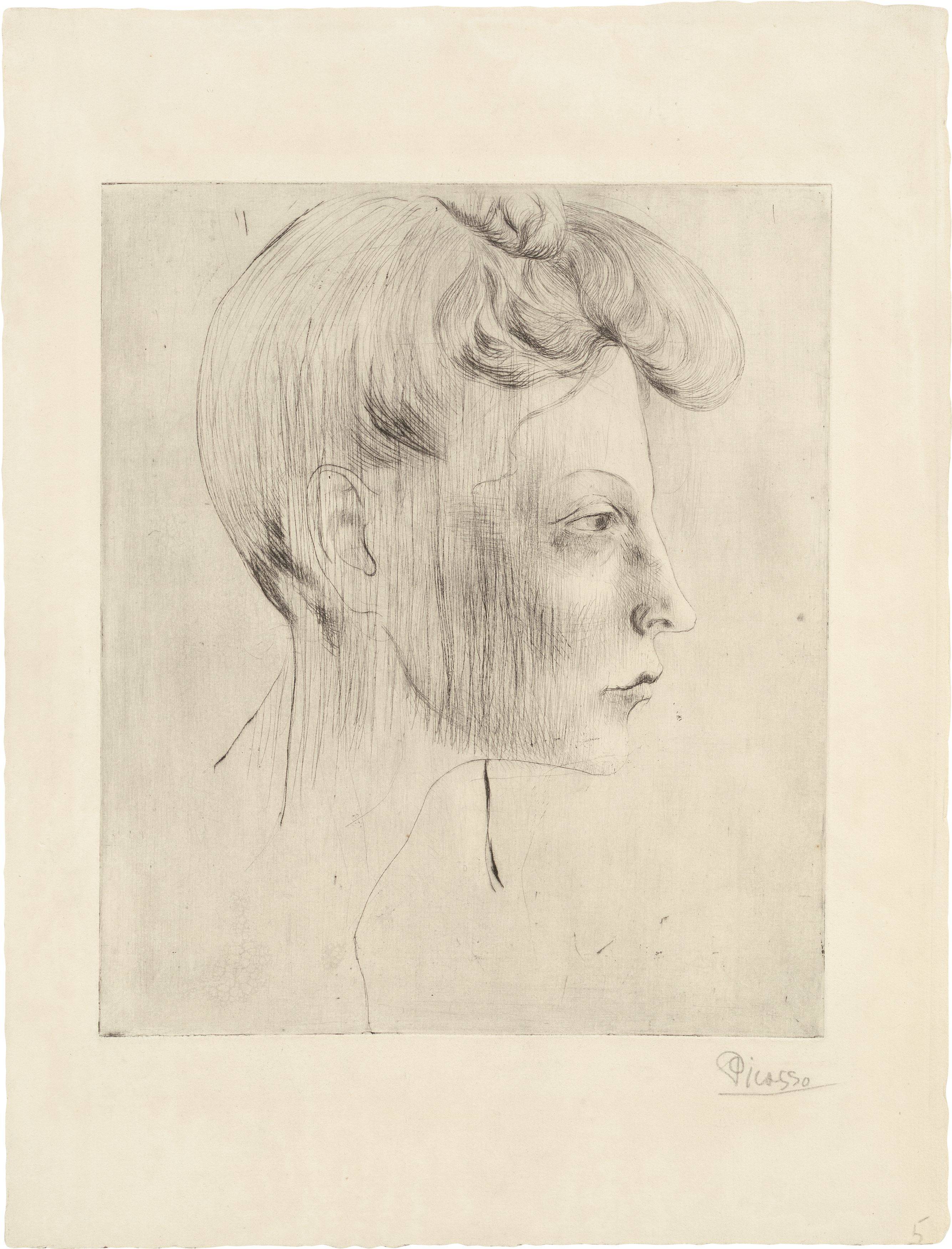 Auf diesem Bild ist das folgende Kunstwerk zu sehen: Pablo Picasso. „Tête de femme, de profil“. 1905.