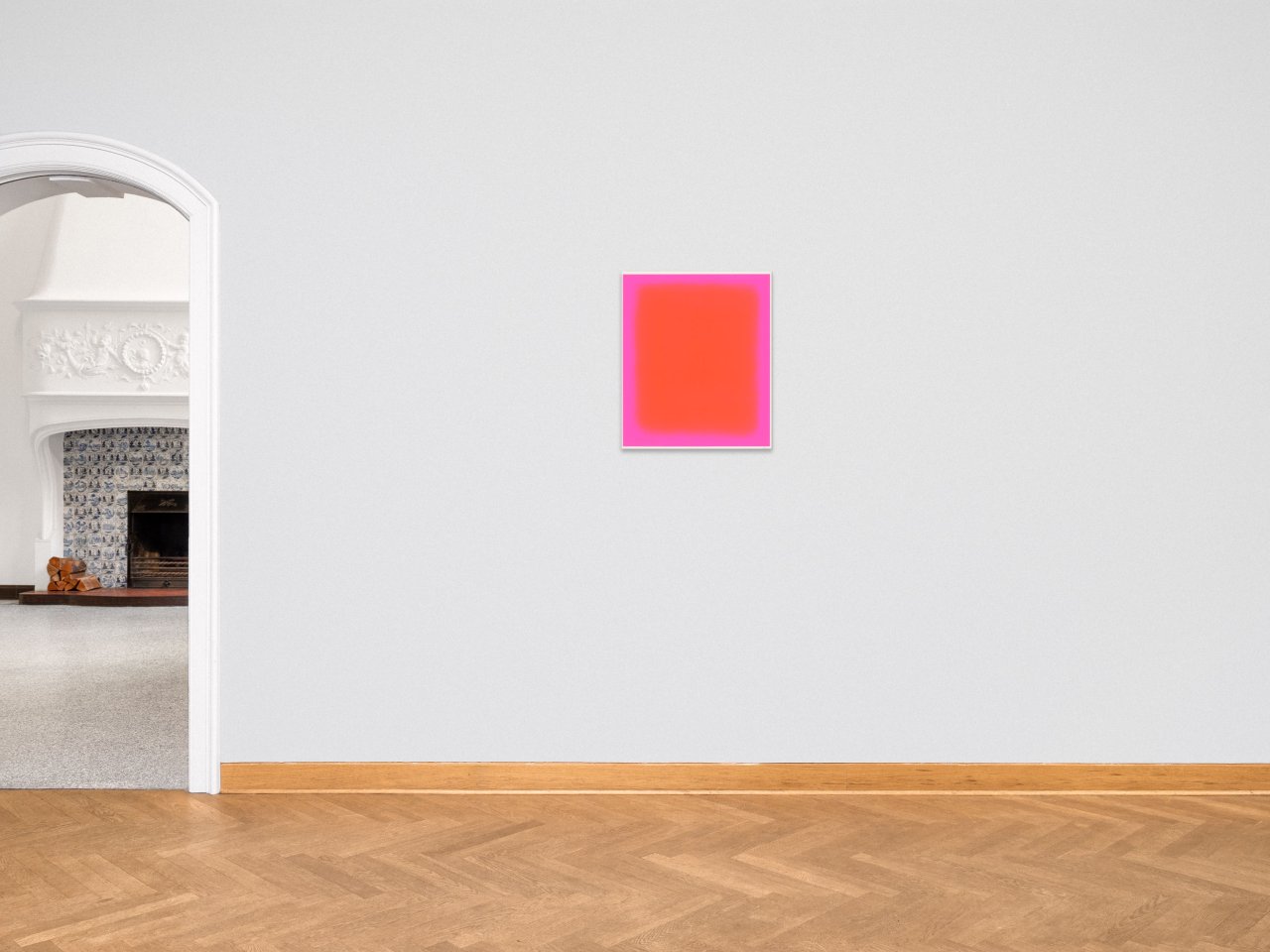 Auf diesem Bild ist das folgende Kunstwerk zu sehen: Rupprecht Geiger. „Das zentrale Rot“. 1975.