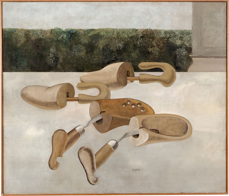This picture shows the following artwork: Konrad Klapheck. ”Doppelhochzeit”. 1956.