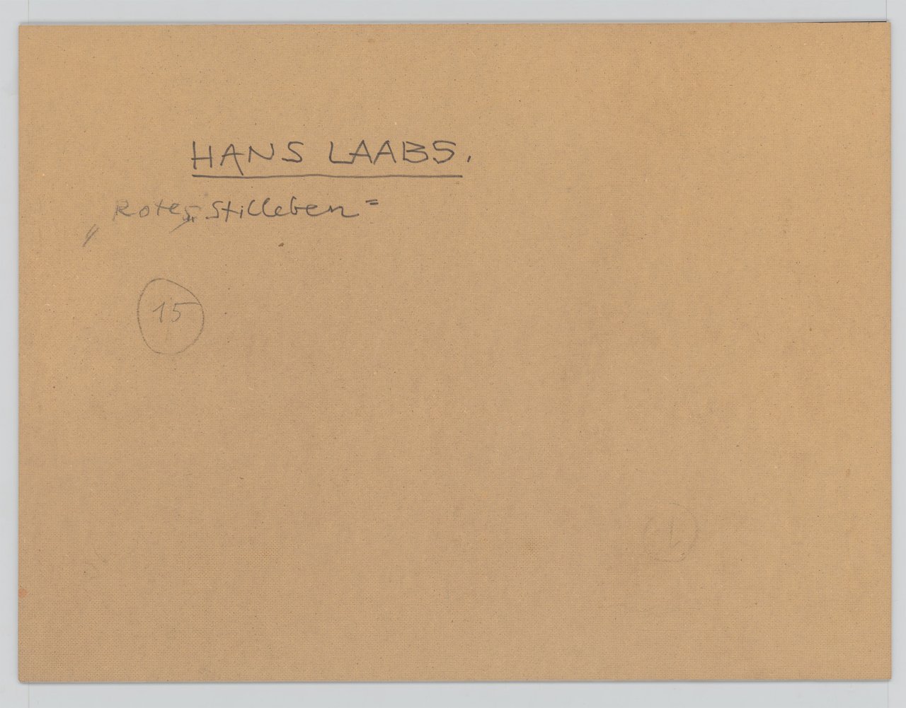 Auf diesem Bild ist das folgende Kunstwerk zu sehen: Hans Laabs. „Rotes Stilleben“. 1984.