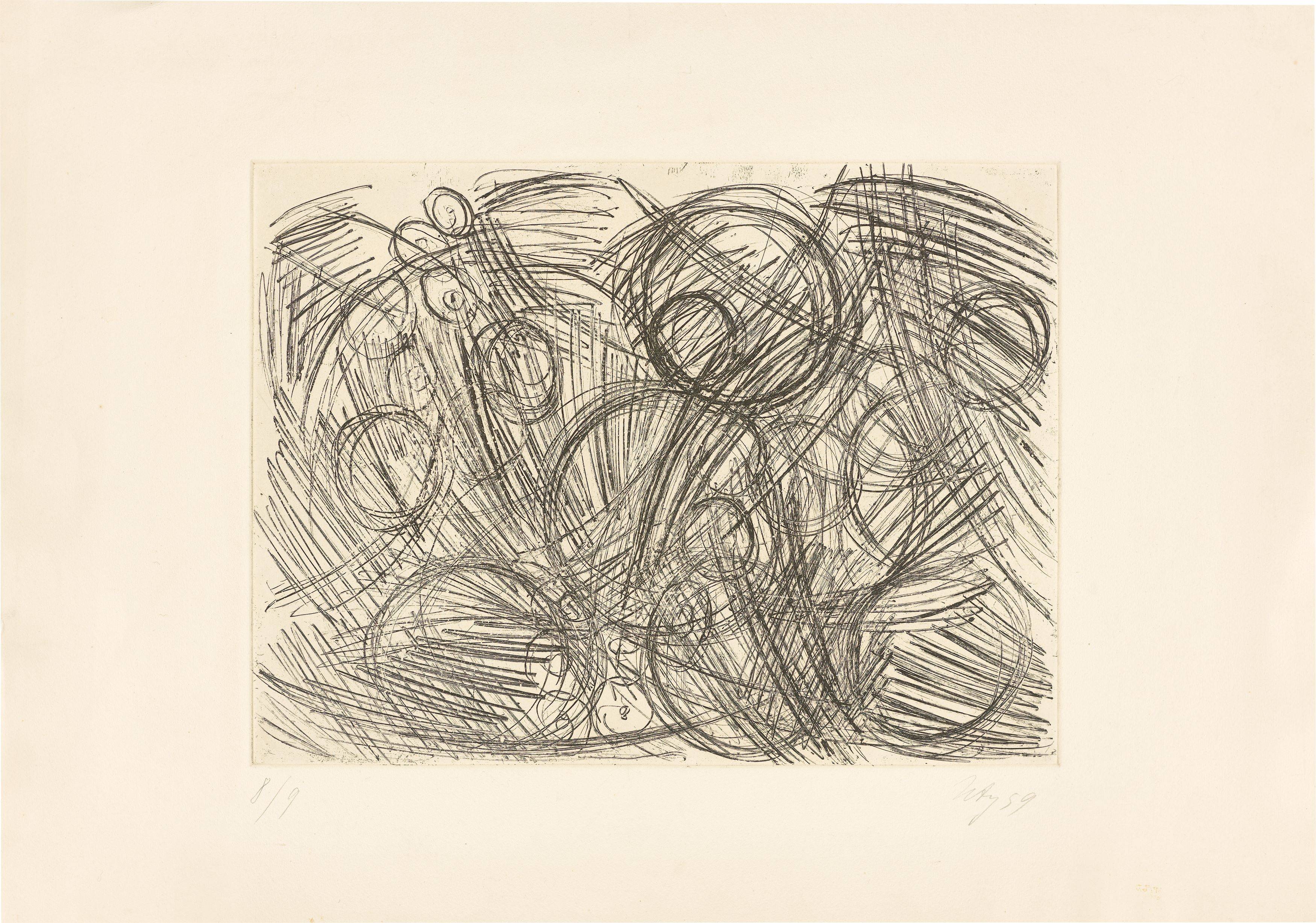 Auf diesem Bild ist das folgende Kunstwerk zu sehen: Ernst Wilhelm Nay. „Vernis Mous II“. 1959.