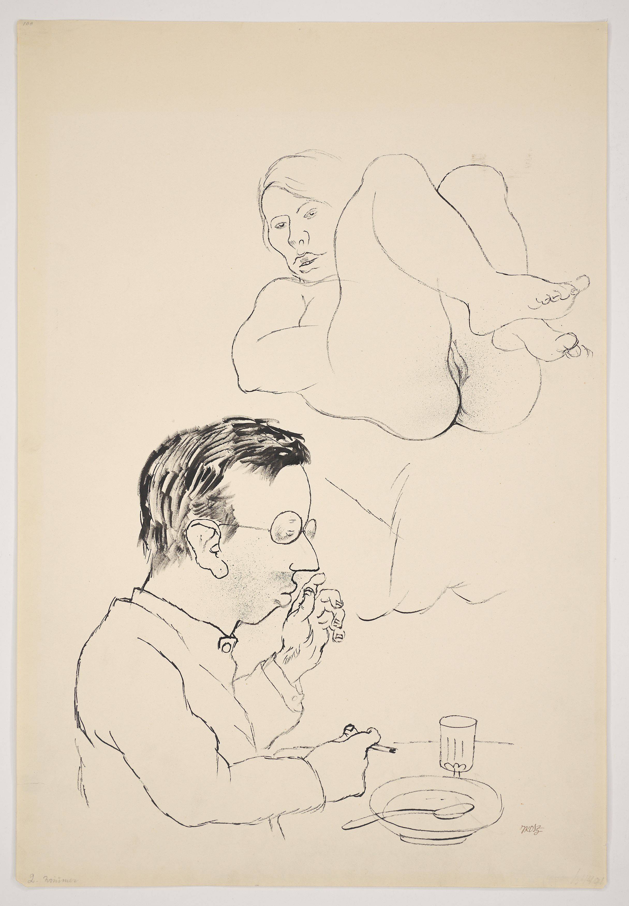 This picture shows the following artwork: George Grosz. ”Träumer” (Porträt Rudolf Schlichter, mit Modell). 1920s.