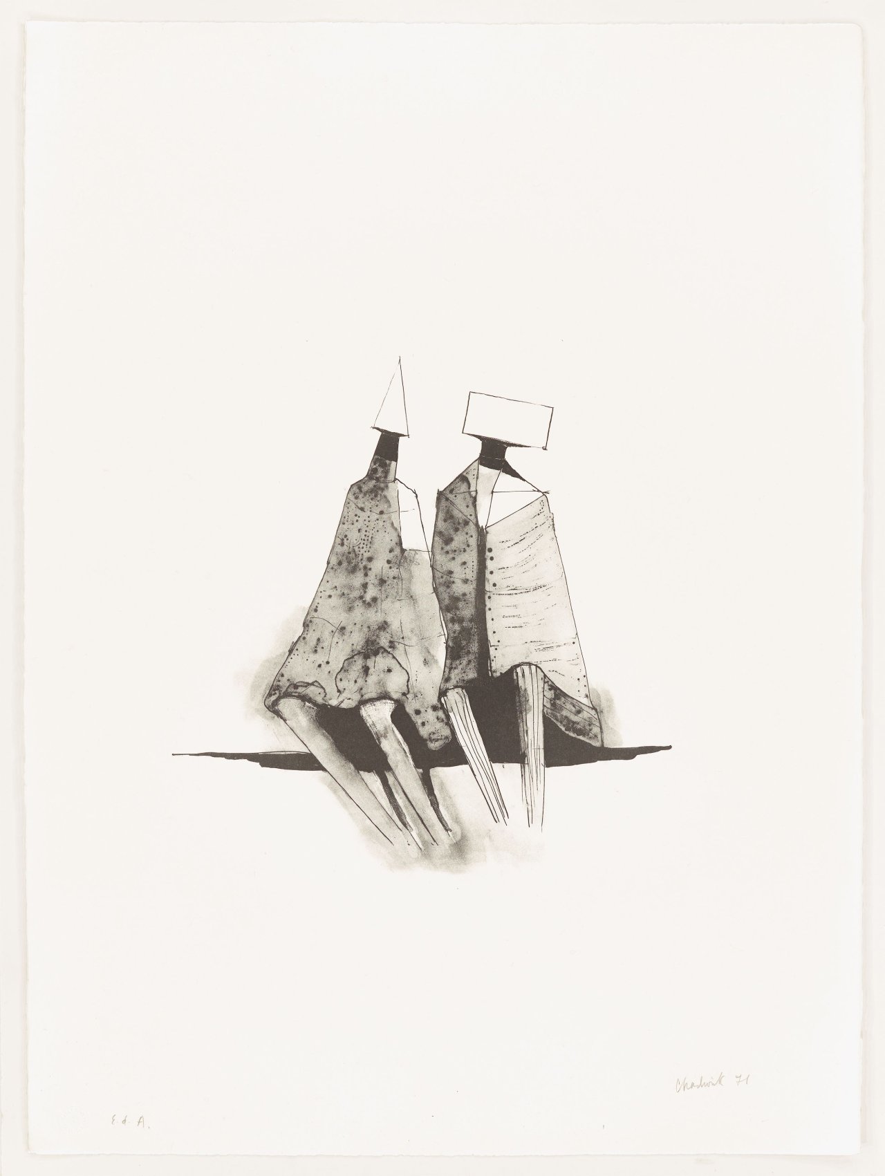 This picture shows the following artwork: Lynn Chadwick. ”Two sitting figures”. 1971.